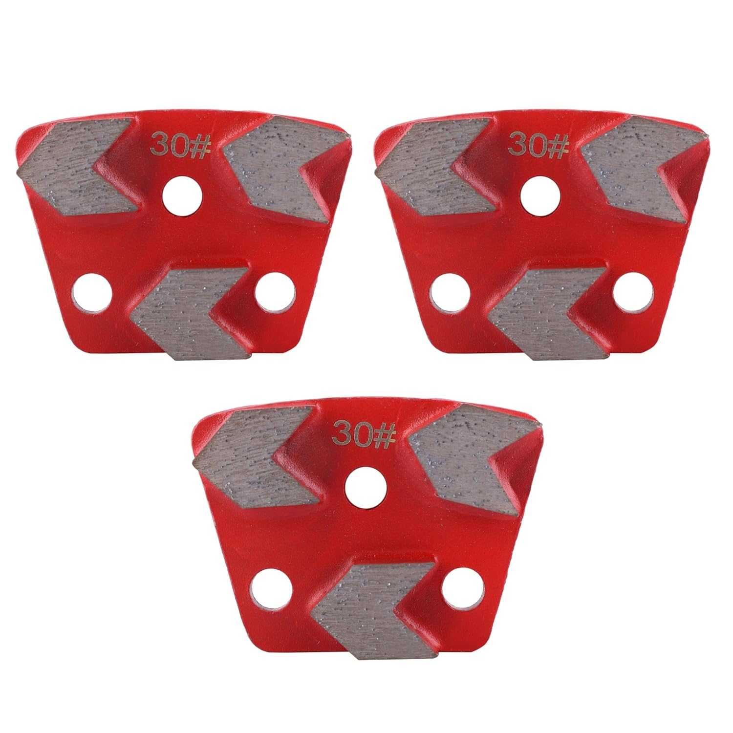 Trapezoidal Diamond Grinding Discs 3PCS 30 Grit, Concrete Floor Grinding Pad with 3 Holes for Removing Adhesives, Paint, and Leveling Uneven Surfaces