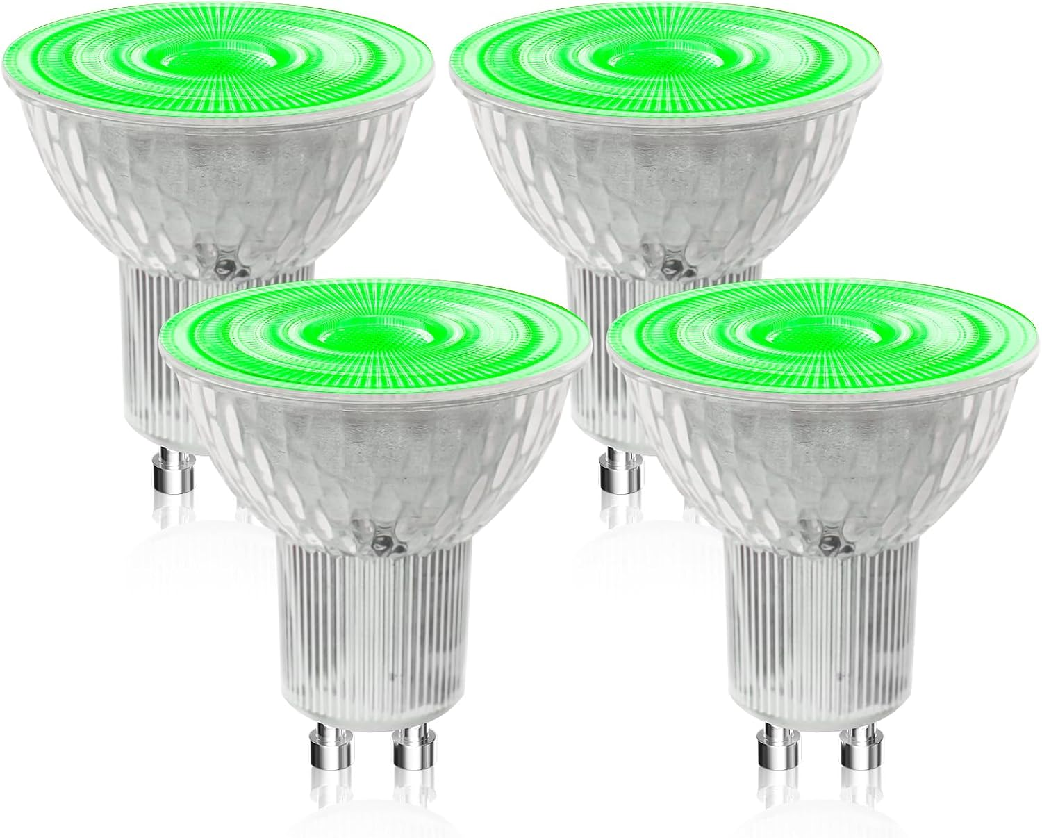 GU10 Green LED Spotlight Bulbs 5W MR16 50W Halogen Replacement 4Pcs