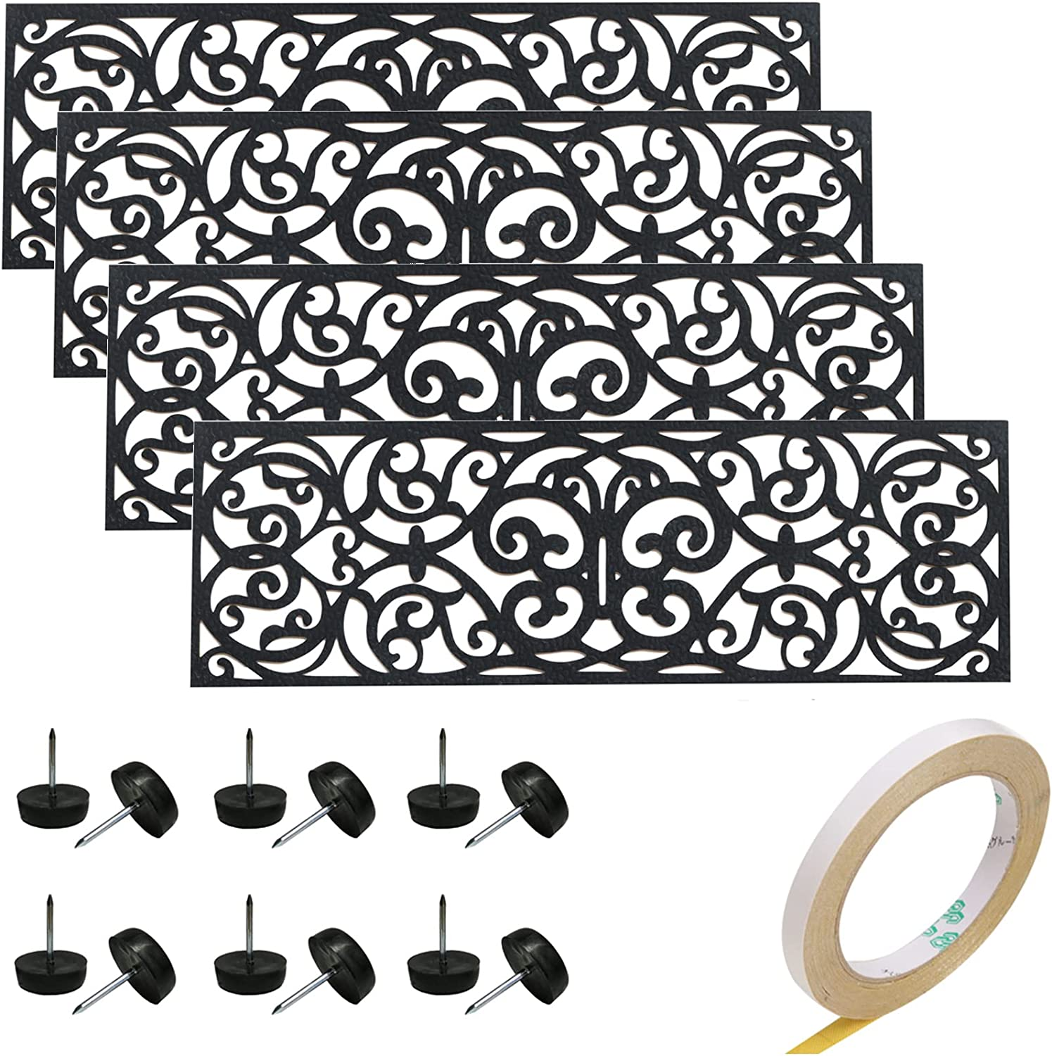 Rubber Stair Treads, Outdoor Stair Treads Non-Slip, Butterfly Designed Stair Tread Mats, Anti-Slip Step Mat - Set of 4 Include Stay-on-Kit, 30 x 10 Inches