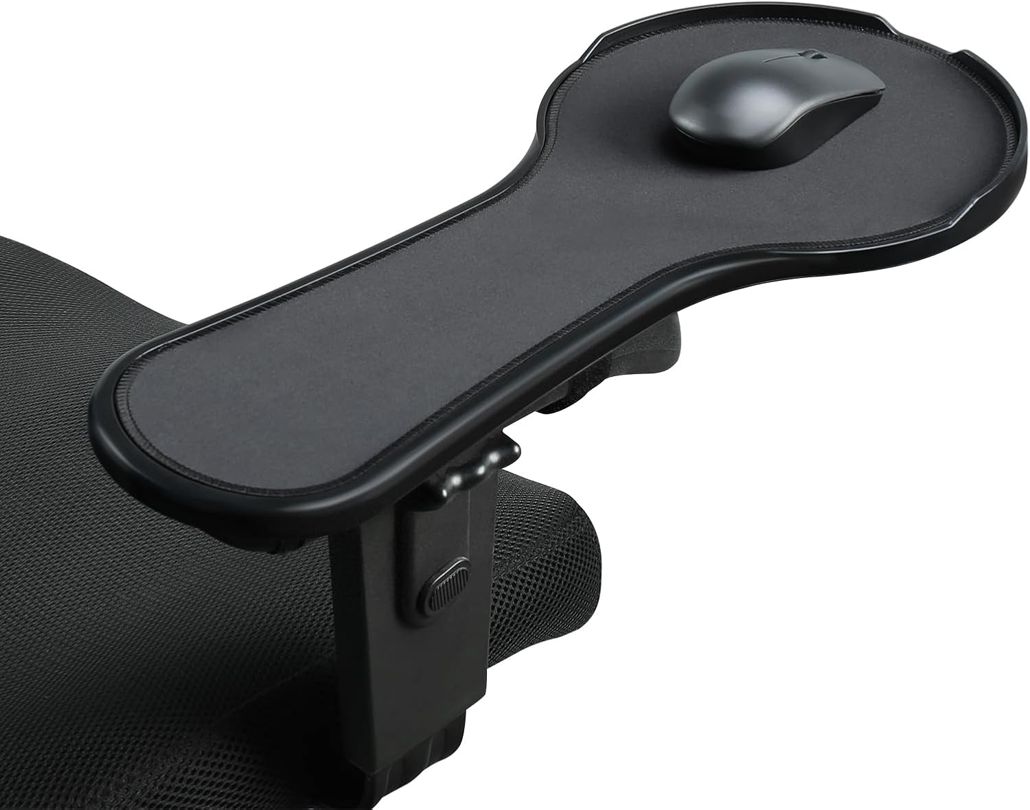 Ergonomic Adjustable Arm Rest Mouse Pad for Chair, Mouse Extension Platform Tray with Mouse Baffle to Prevent Falling, Attaches to Chair, Black (Black（Yyll8326）)