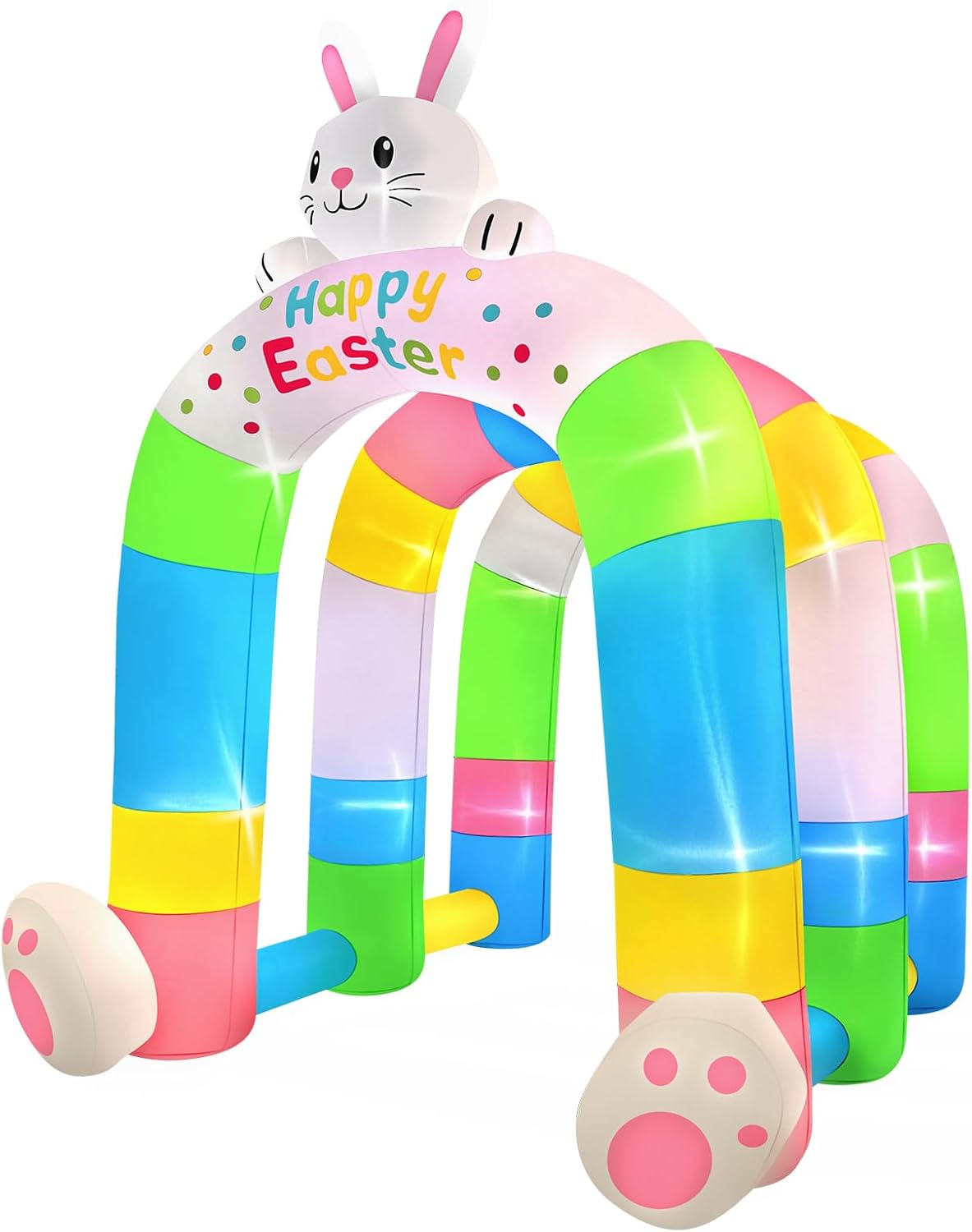 10FT Easter Archway Inflatables Outdoor Decorations | Stereoscopic Bunny Rainbow Arch Inflatable Blow up Yard Decoration for Holiday Party Garden Yard Lawn Decors
