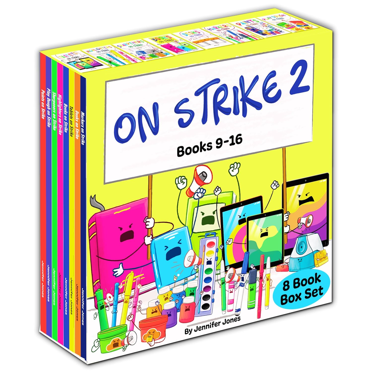 On Strike Box Set 2, Books 9-16: Books on Strike, Tablets on Strike, Paints on Strike, Play Dough on Strike, Markers on Strike, Highlighters on Strike, Sharpeners on Strike, Desks on Strike