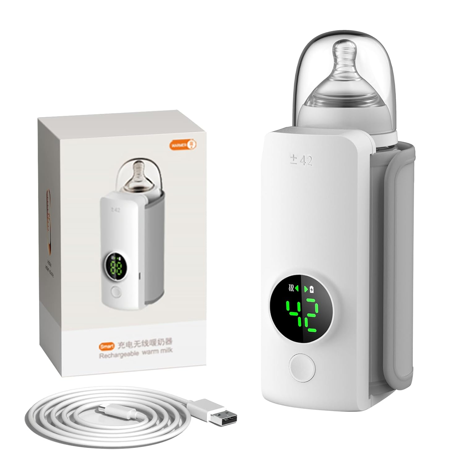 Portable Bottle Warmer,Travel-Friendly,Baby Milk Bottle Heating,Cordless & Rechargable,Baby Bottle Warmer,Comfortable Feeding Bottle Warmer on the Go,Precise Temperature