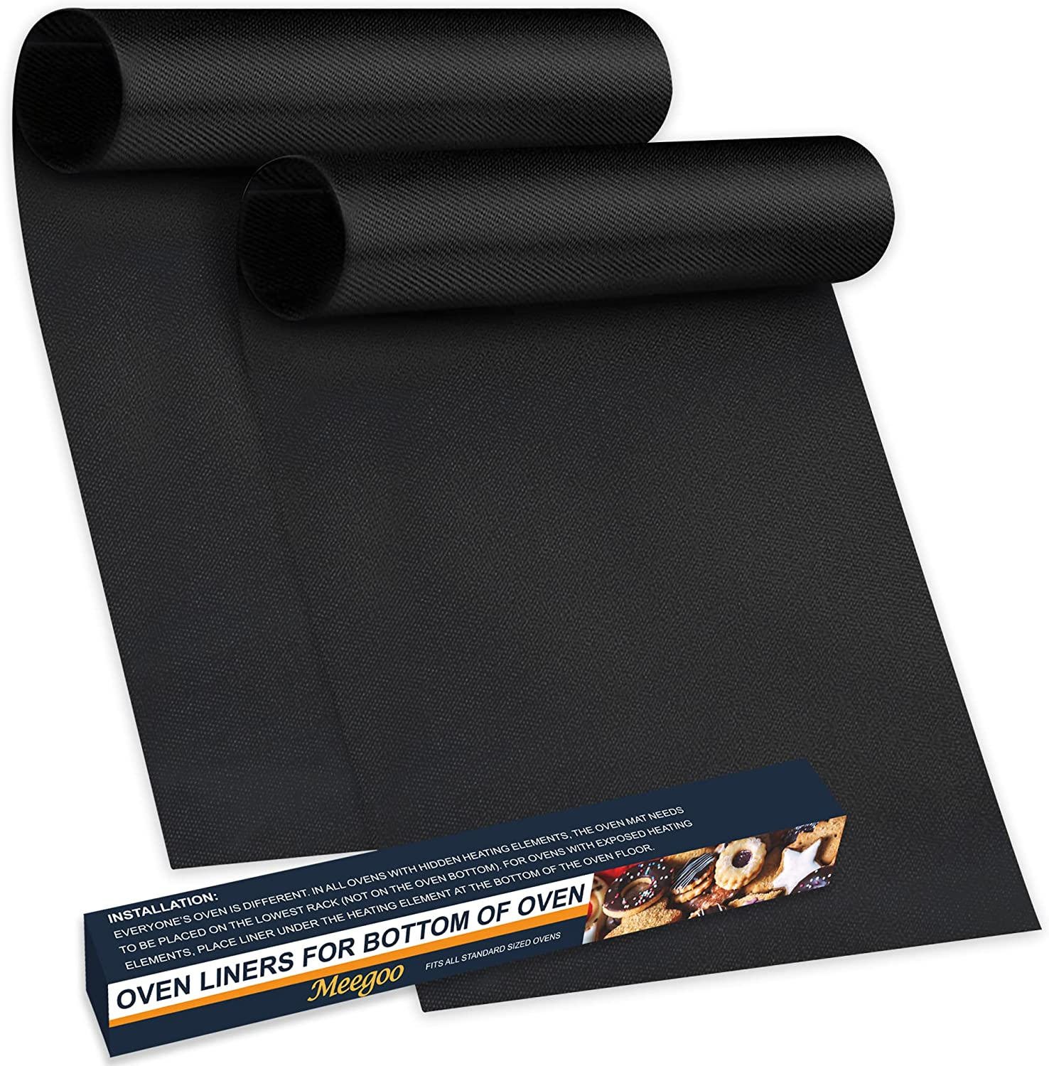 Meegoo Oven Liners for Bottom of Oven, 2 Pack Large Thick Heavy Duty Non-Stick