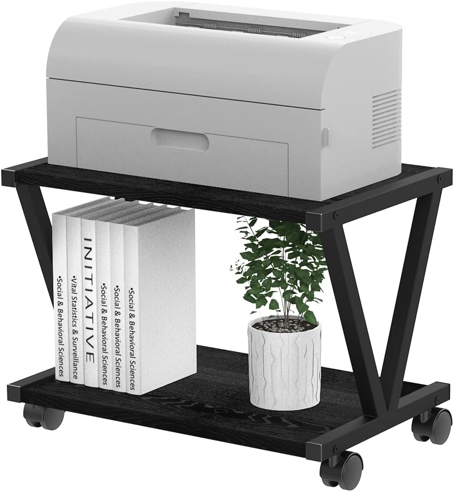 VEDECASA Retro Desktop Printer Stand 2 Double Tiers Wood Printer Shelf Modern... - Picture 9 of 15