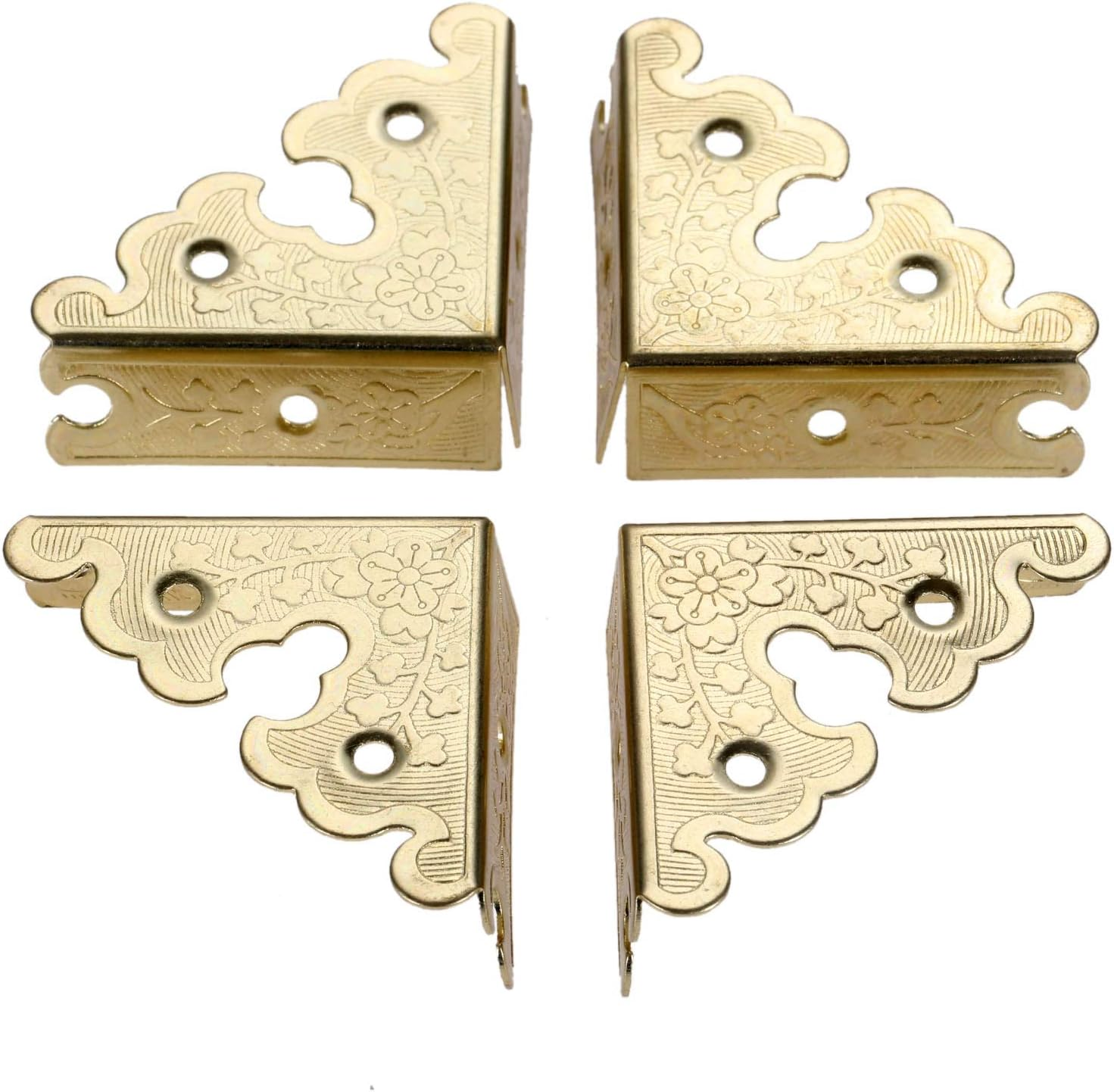 Dophee 4Pcs Decorative Corner Protectors, Retro Style Edge Safety Guards Covers for Picture Frame Album Jewelry Box Gift Box Wooden Case Chest Tables Cabinet Furniture, 1.34