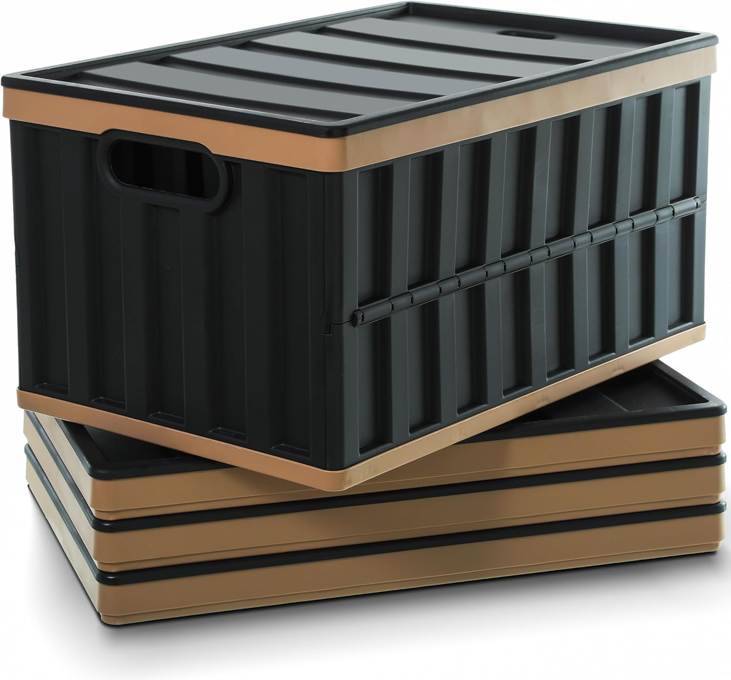 Citylife 64L Collapsible Storage Bins with Lids Plastic Storage Containers for Organizing Stackable Storage Box Large Heavy Duty Utility Crates, 4 Packs