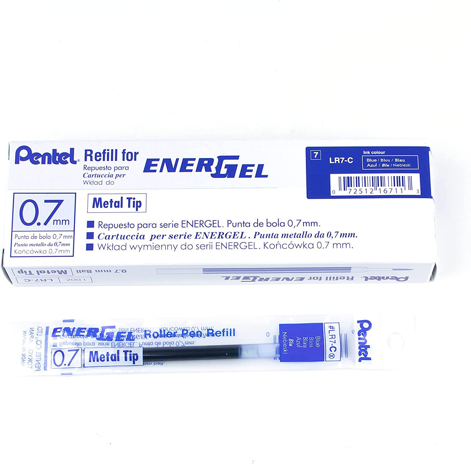 Refill Ink for BL57/BL77 Energel Liquid Gel Pen, 0.7Mm, Metal Tip, Blue Ink, Box of 12 (LR7-C-12)