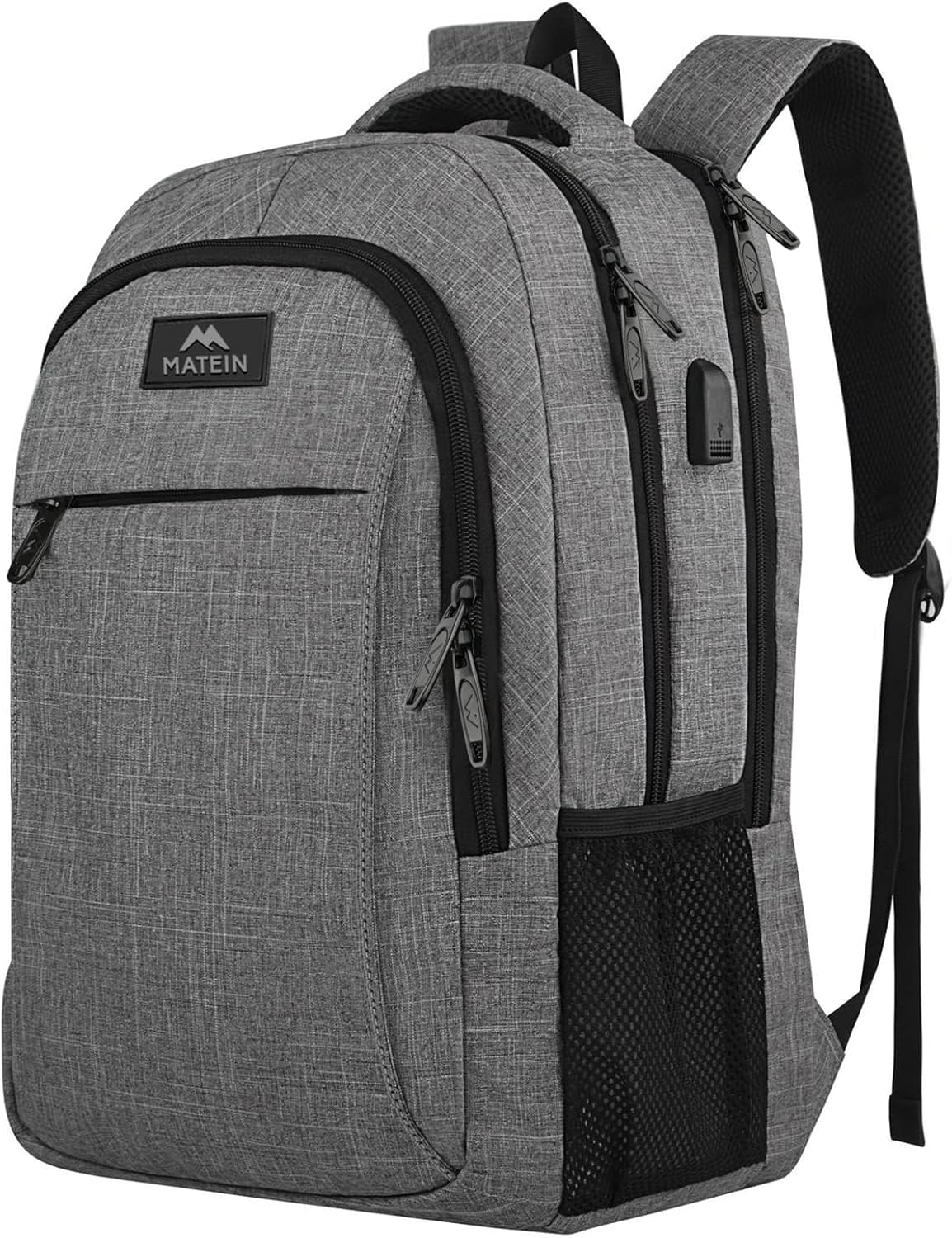Laptop Backpack, Business anti Theft Slim Sturdy Laptops Backpack with USB Charging Port, Water Resistant College School Computer Bag Gift for Men & Women Fits 15.6 Inch Notebook, Grey