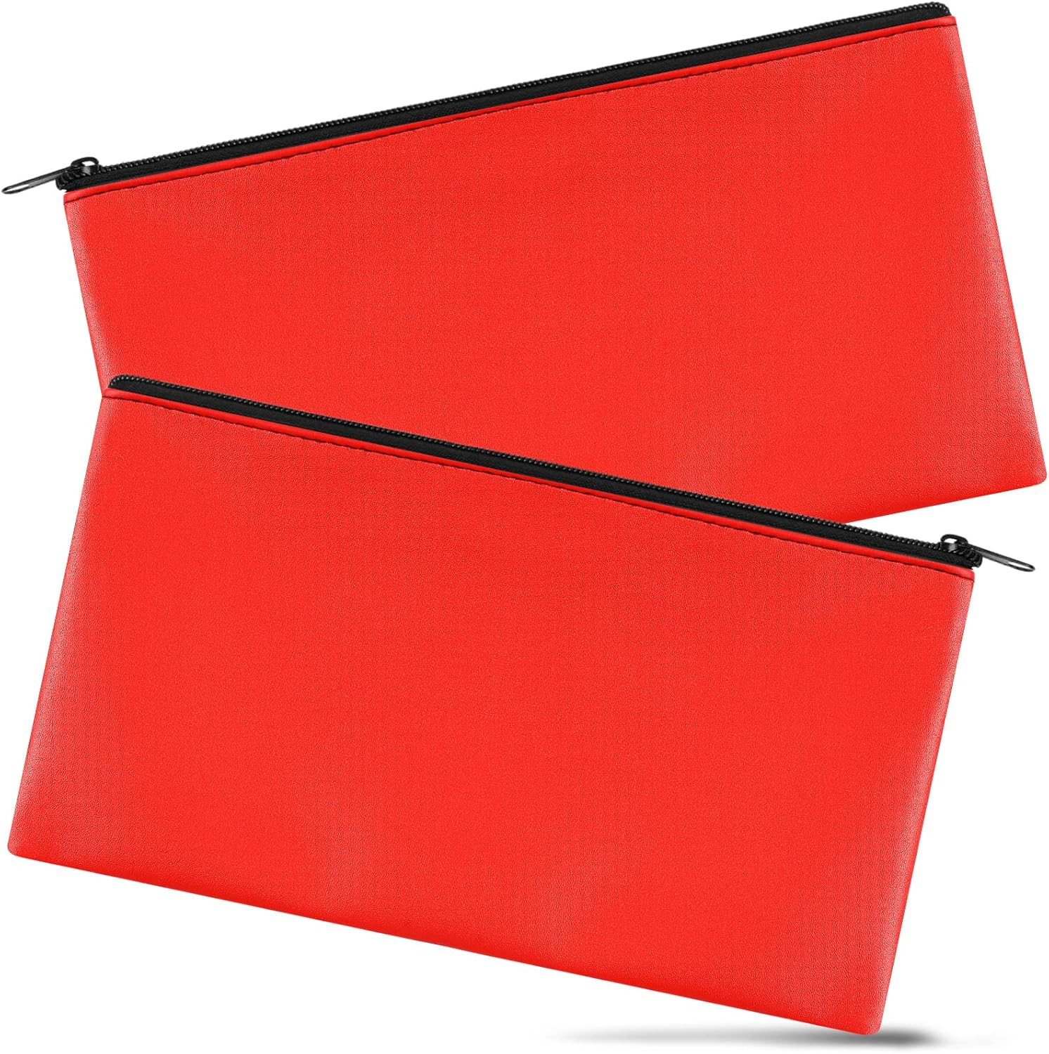 2 Pieces Money Bags with Zipper, 11X6.1 Inch Money Pouch, Bank Bag, Cash Bag, Check Wallet, Cosmetics(Red)