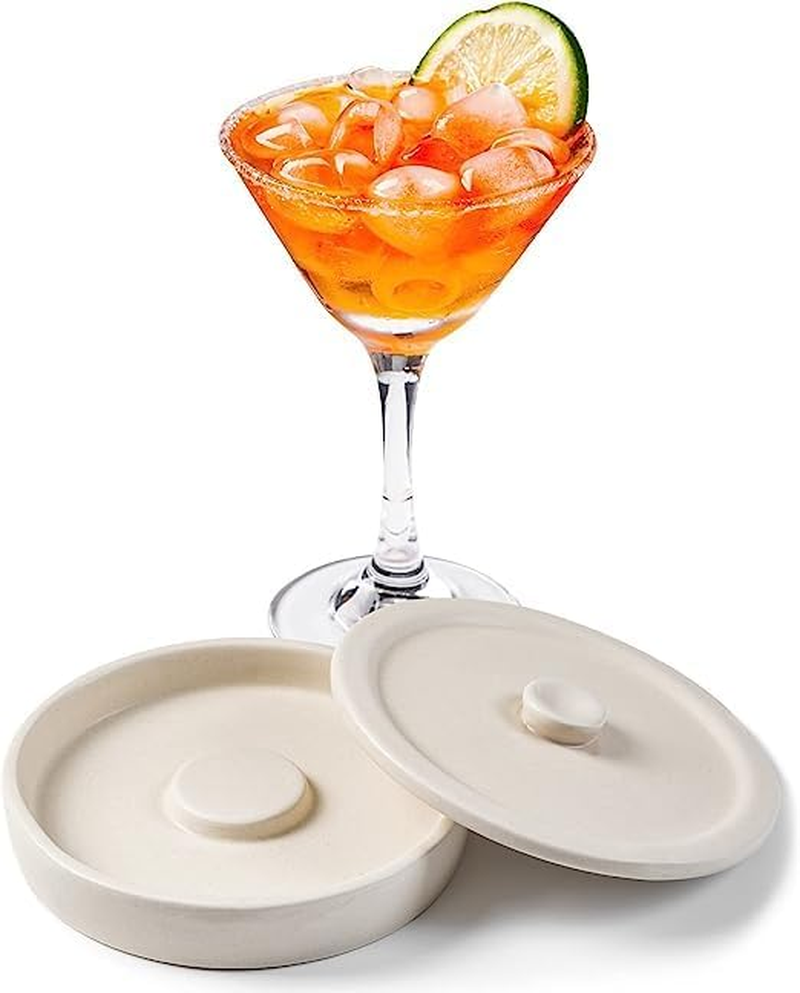 Ceramic Margarita Salt Rimmer with Lid Home Bar Accessories for Seasoning - Rimmers for Drinks - Bartender Kit Tools - Bar Decor ，Sugar Salt Rimmer Plate （Hand Make）