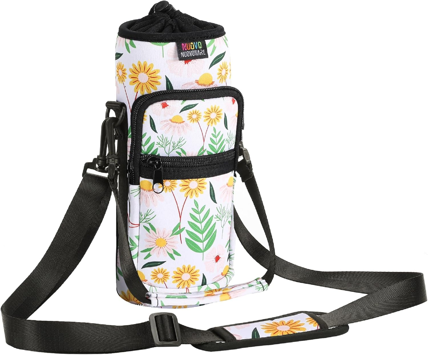 Water Bottle Carrier Bag,25oz/40oz/64oz Bottle Pouch Holder,Adjustable Shoulder Hand Strap 2 Pocket Sling Neoprene Sleeve Sports Accessories for Hiking Travelling Camping