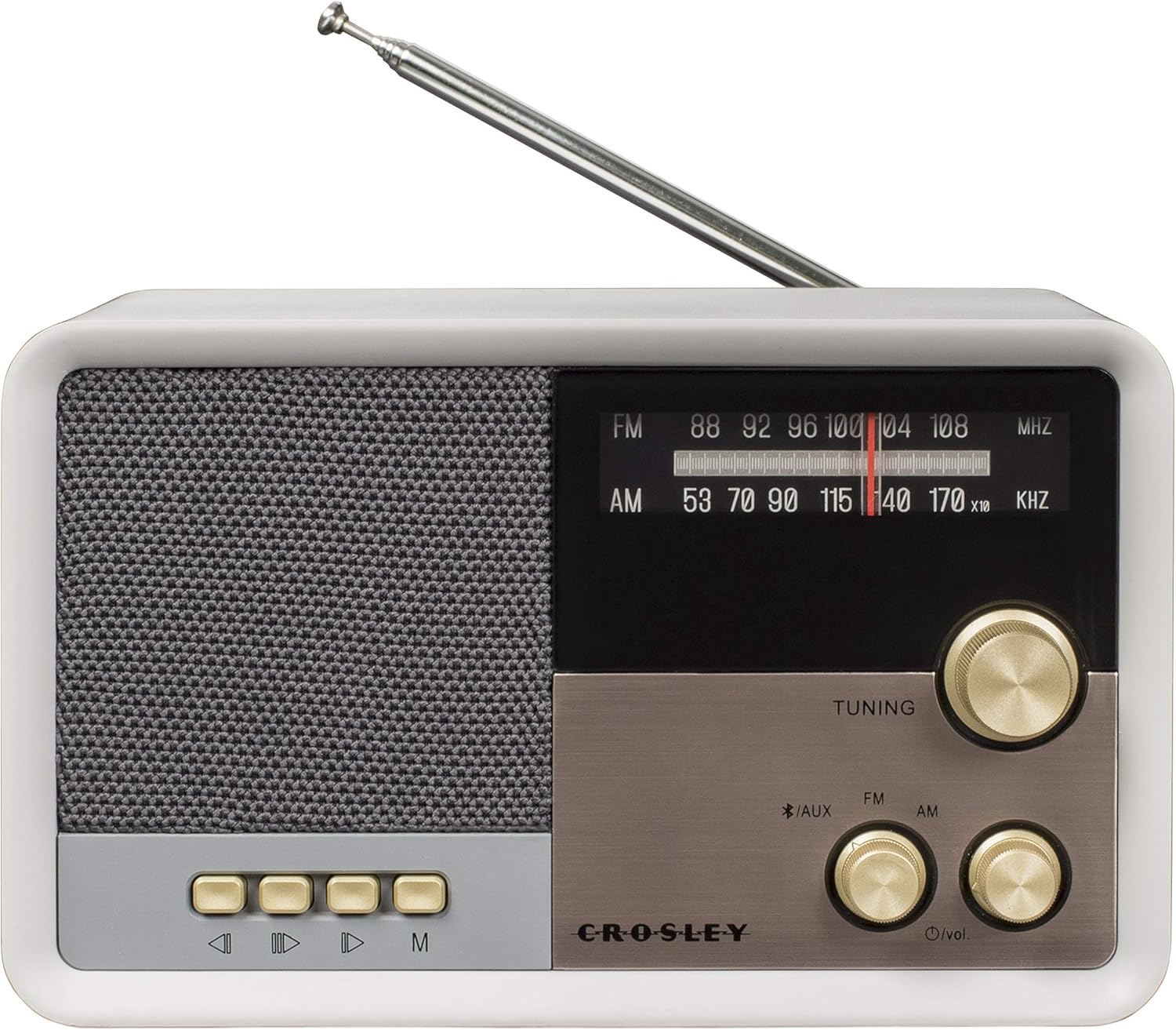 CR3036D-WS Tribute Vintage AM/FM Bluetooth Radio, White Sand