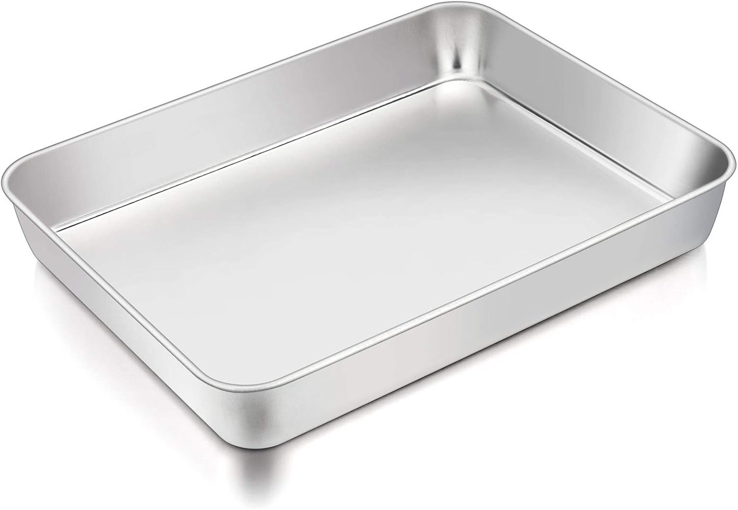 Lasagna Pan, 12.3’’ X 9.75’’ X 2’’, Stainless Steel Rectangular Cake Brownie Casserole Pan for Roasting Baking, Healthy & Heavy Duty, Brushed Surface & Deep Side, Dishwasher Safe
