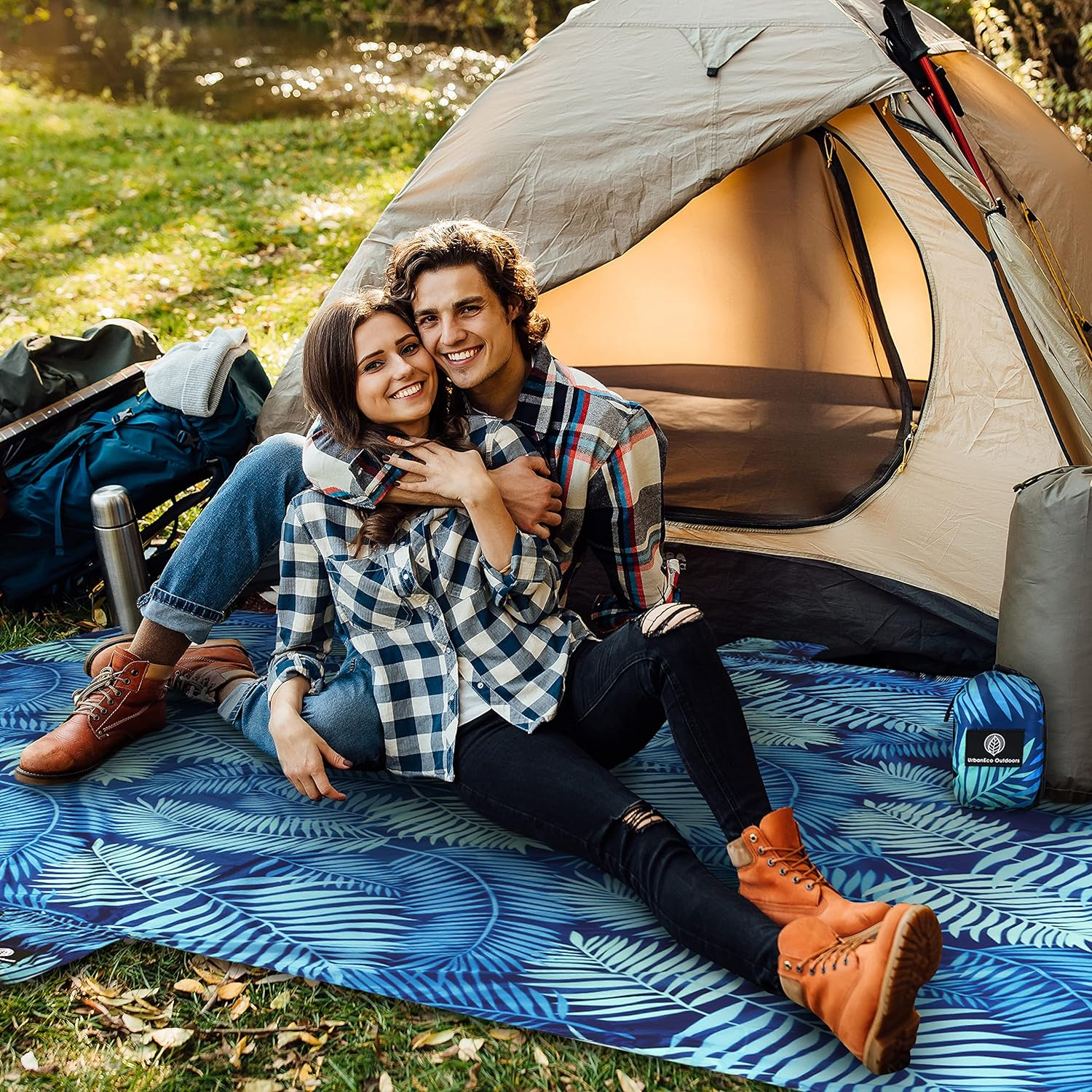 URBANECO OUTDOORS Lightweight Beach Blanket - Oversized 107" x 77" Waterproof... - Picture 9 of 16