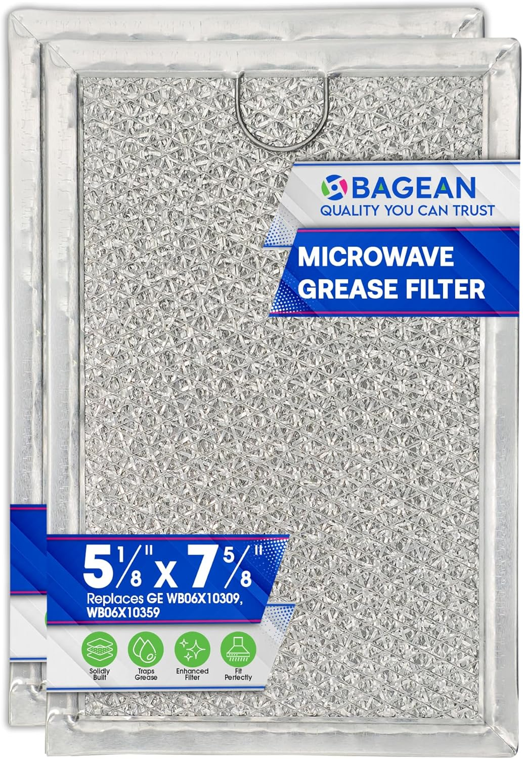 Microwave Filter Replacement 7.64” X 5.12” for GE WB06X10309 WB06X10359 Microwave Grease Filter - Also Fit’S LG Kenmore and More - Filters Kitchen Oven Air Entering over the Range Vent Fan (2-Pack)