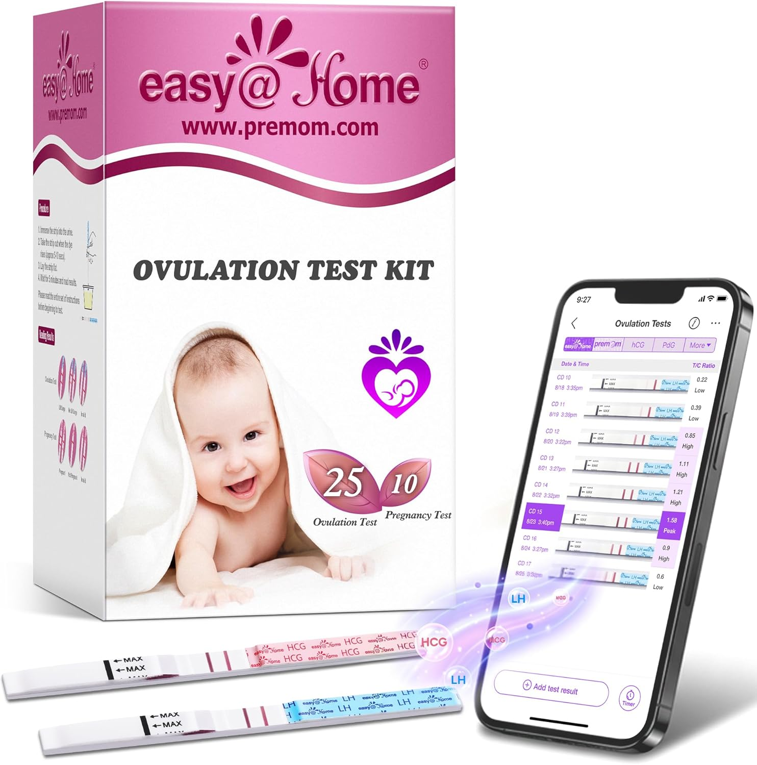 Ovulation & Pregnancy Test Strips Kit: 25 Ovulation Strips and 10 Pregnancy Tests – Accurate Fertility Tracker OPK | 25LH + 10HCG