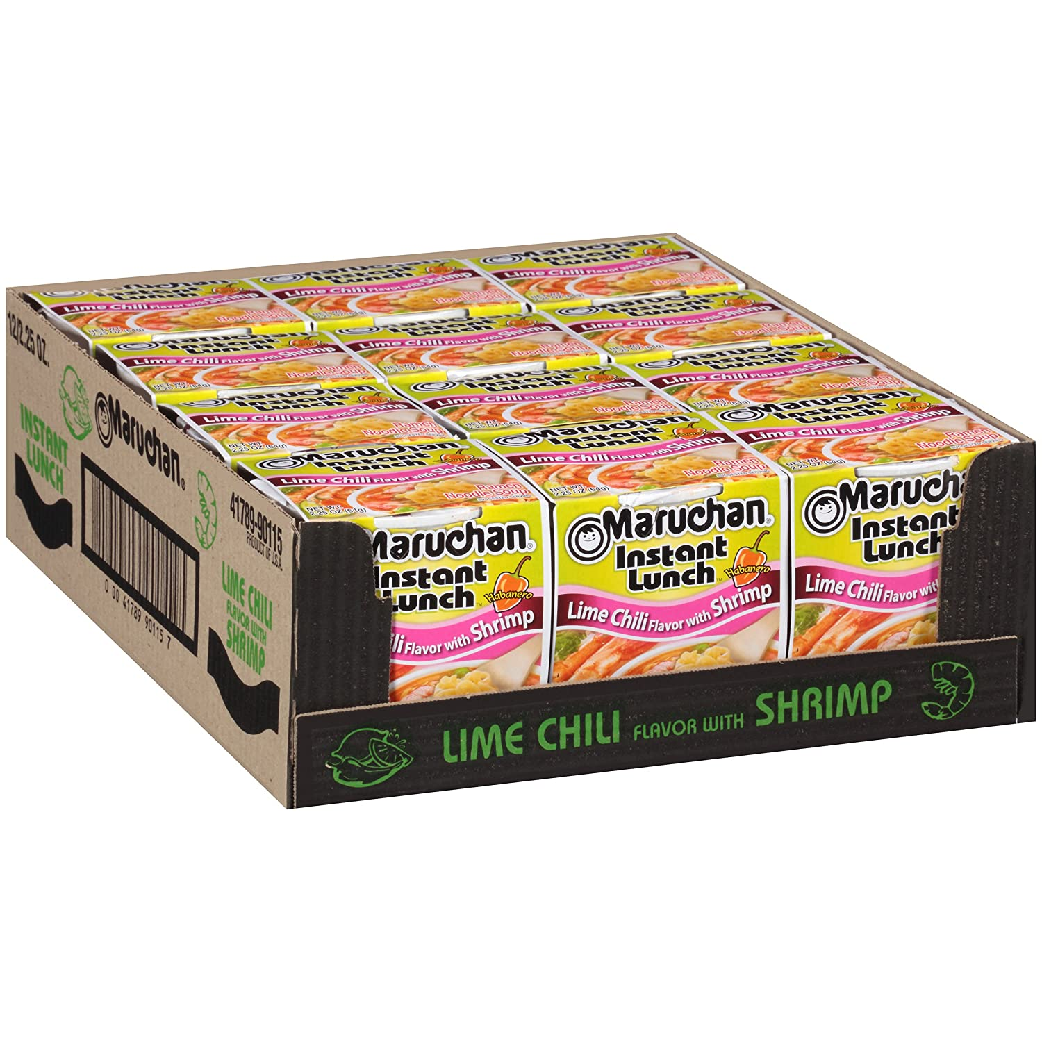 Maruchan Instant Lunch Lime Chili Flavor with Shrimp, 2.25 Oz, Pack of 12