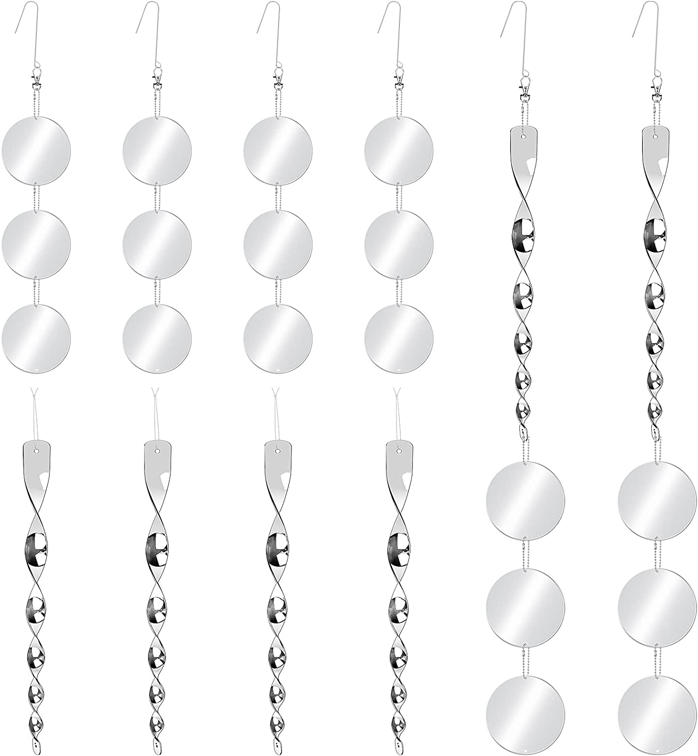 Upgraded Bird Scare Devices, 3.9 Inch Large 18PCS Reflective Discs Set + 6PCS Bird Scare Rods, Double-Sided Bird Reflectors Keep All Birds Away Woodpeckers Pigeons from Your House Garden Boat