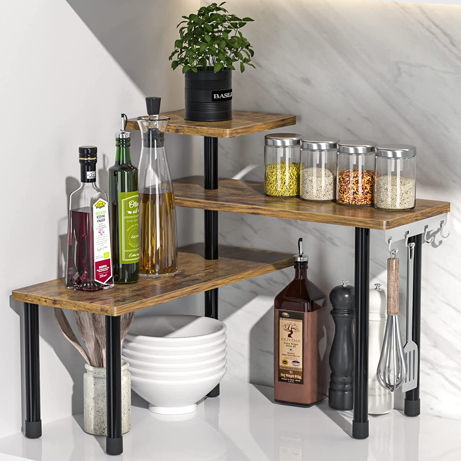 Countertop Organizer Organization, 3 Tier Moveable Corner Shelf Organizer 
