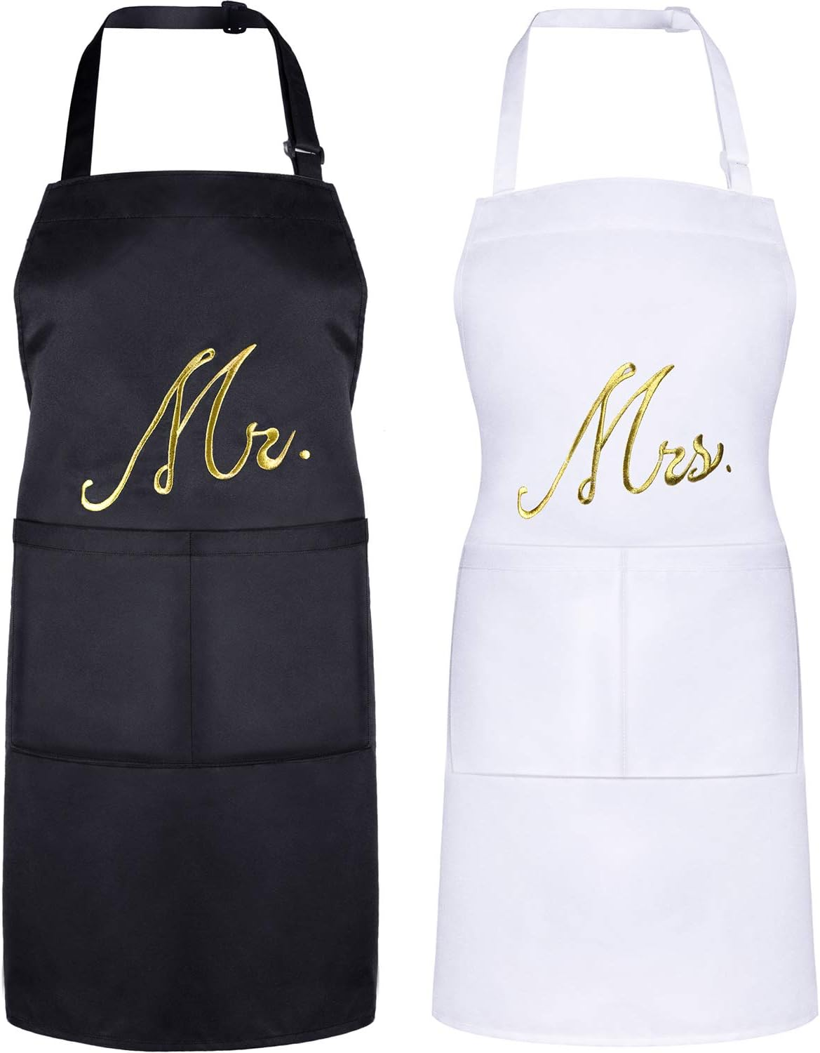 Syhood 2 Piece Mr & Mrs Aprons for Couple Gifts, Wedding Anniversary Bridal Shower Gifts for Couple Women and Men, Bride and Groom