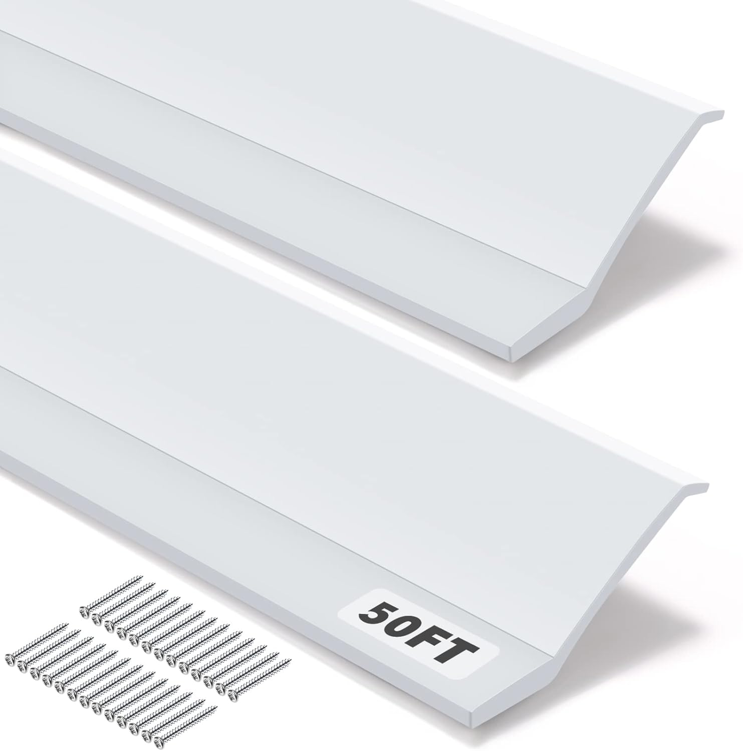 Weatherproofing Garage Door Seals Top and Sides Seal Strip PVC Garage Door Weather Stripping with Screws (White, 50 Ft)