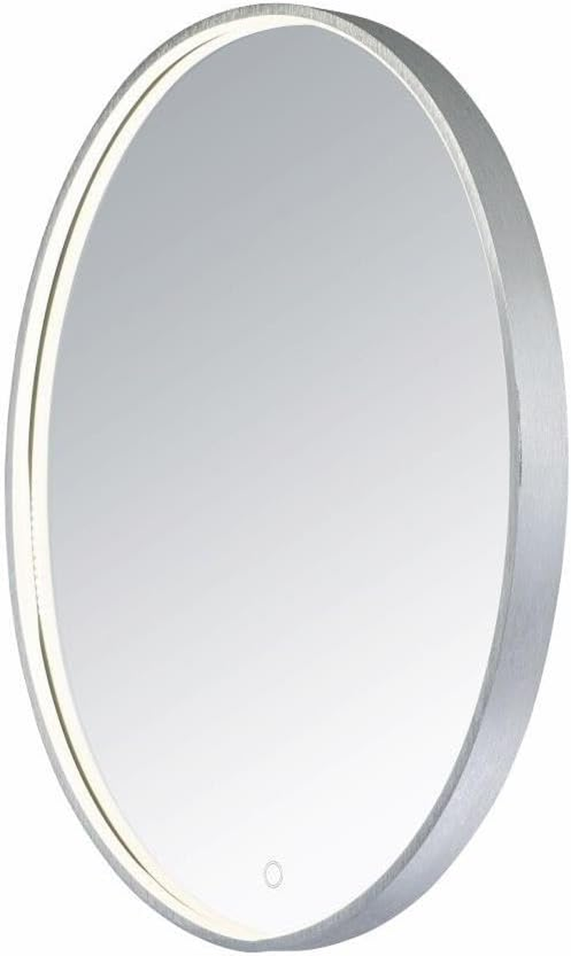 22W LED Oval Mirror with Brushed Aluminum Finish, 23.75x29.5 Inches