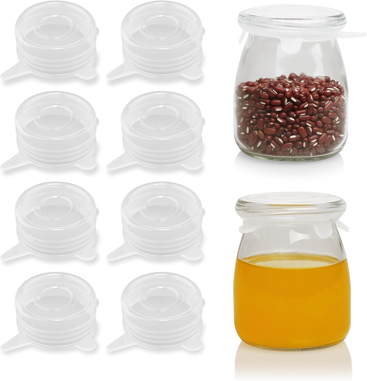 8 Pack 2 Inch Silicone Stretch Lids for Fresh Food Storage Yogurt Jars