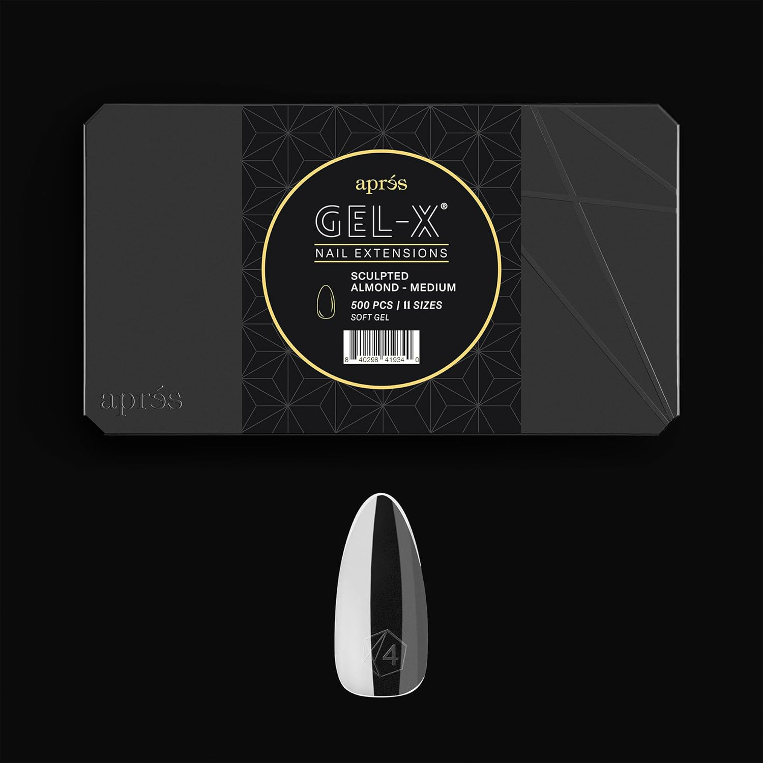 Aprés Gel-X® Tip Box | Sculpted Almond | 500pc Soft Gel Tips, 11 Sizes 00-9, Premium Quality (Sculpted Almond Medium, 500 pcs)
