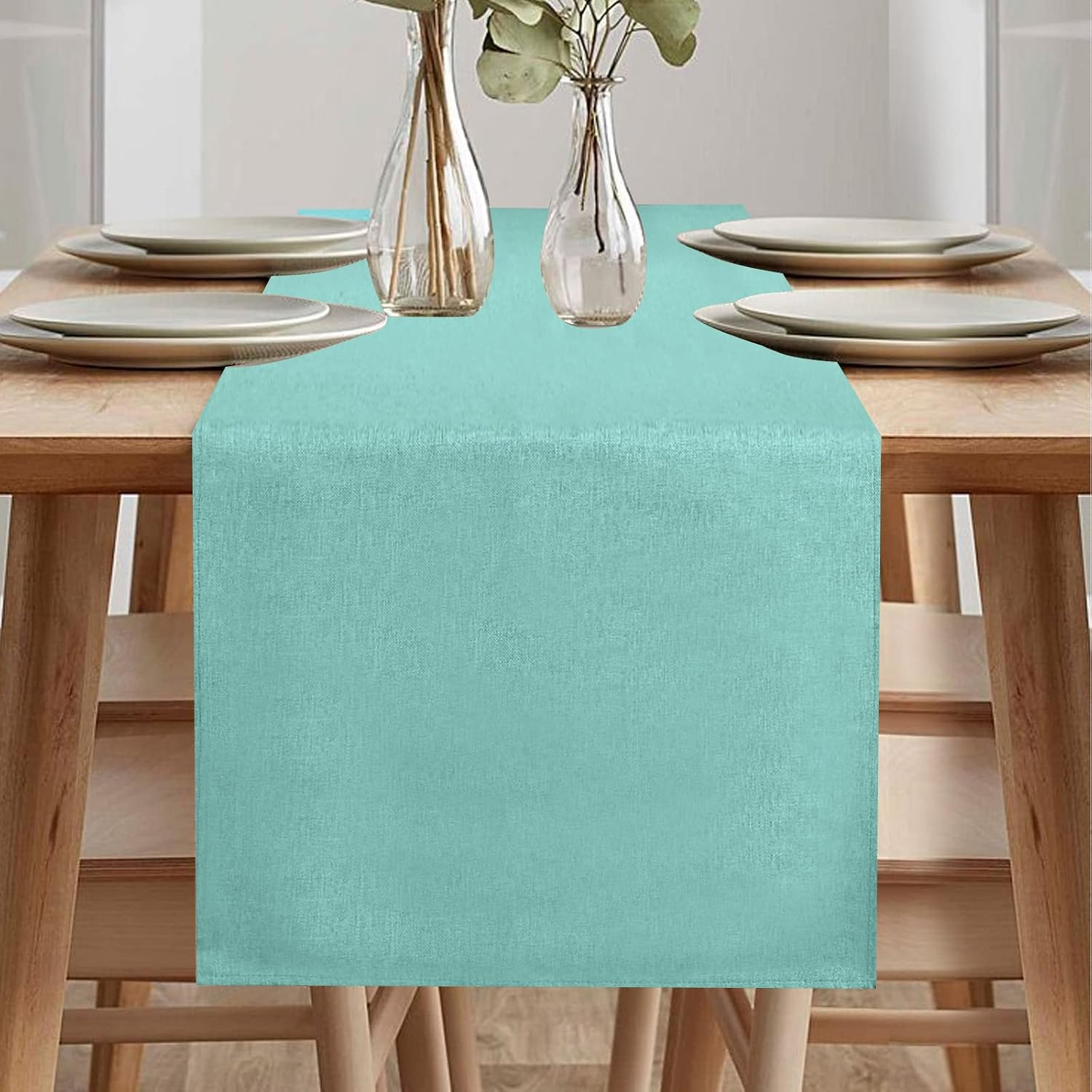 Modern Frühling Tischläufer - Abwaschbar, Leinenoptik, Wasserabweisend Für Esszimmer, Party & Urlaub Dekoration (Mintgrün, 40 X 140 Cm)