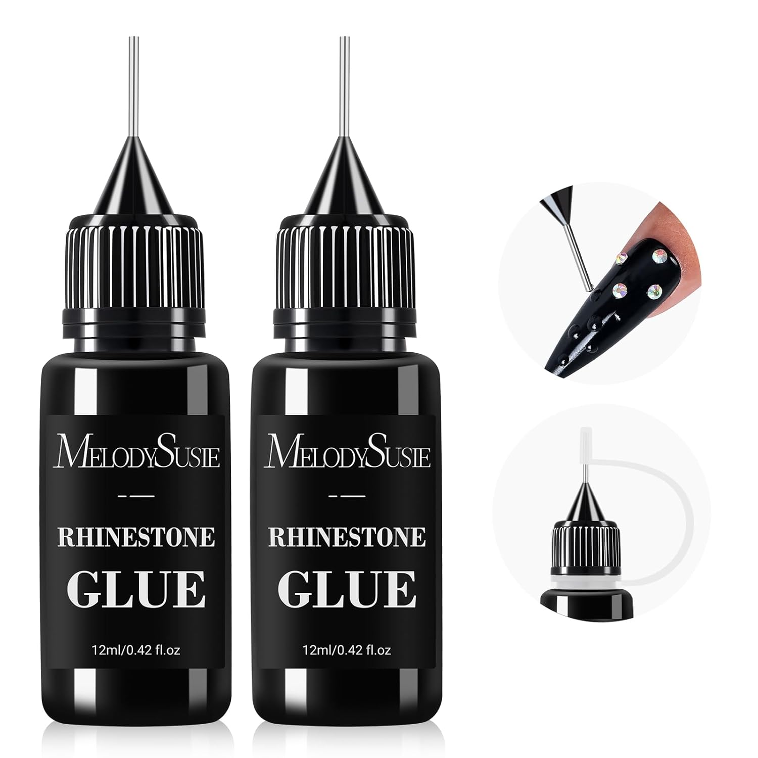 2Pcs Nail Rhinestone Glue, 3D Gel Nail Art Design Strong Adhesive Nail Gem Glue for Nail Charms Gems Jewelry Decoration DIY Manicured at Home Cured Need Beauty Gifts for Women