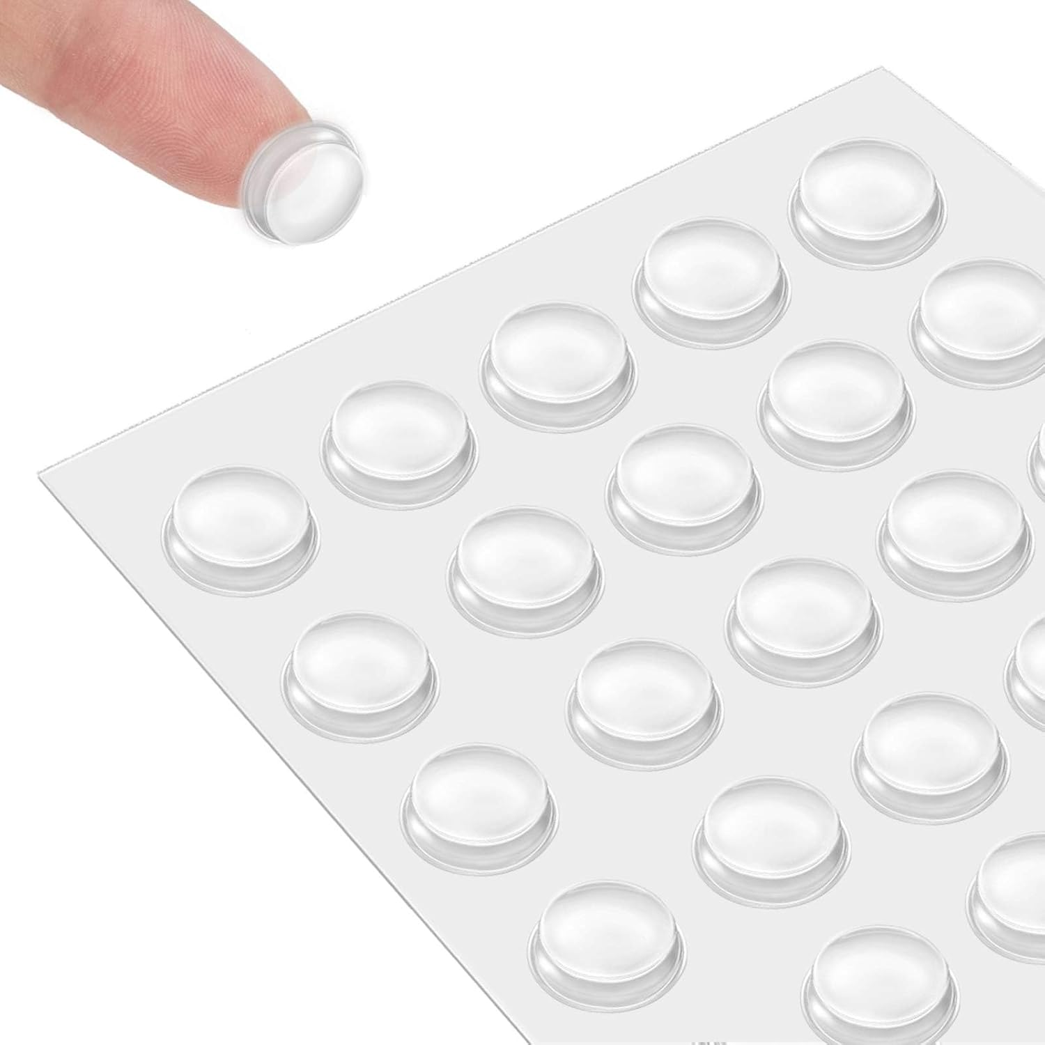 Set 160 Topes De Silicona Para Puertas Gabinetes Adhesivos Transparentes 12.7mm