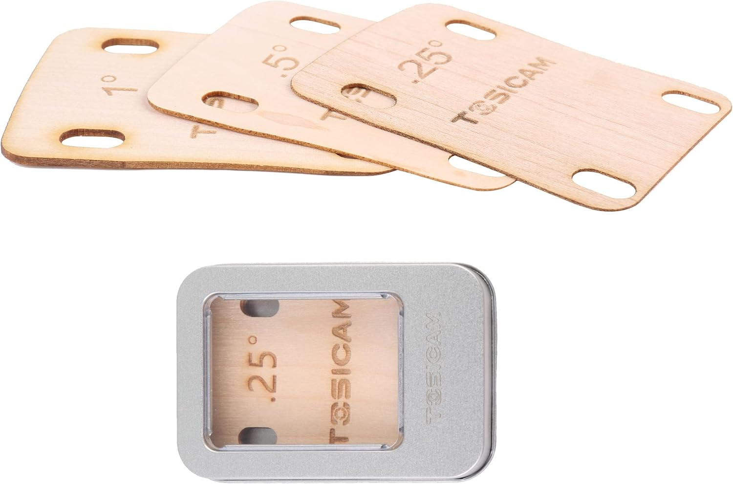 3Pcs Guitar Neck Shims Shim Made of Canada Solid Maple Wooden, for Bolt-On Neck Bolts, Shaped 0.25 0.5 1 Degree (0.25 0.5 1 Degree)
