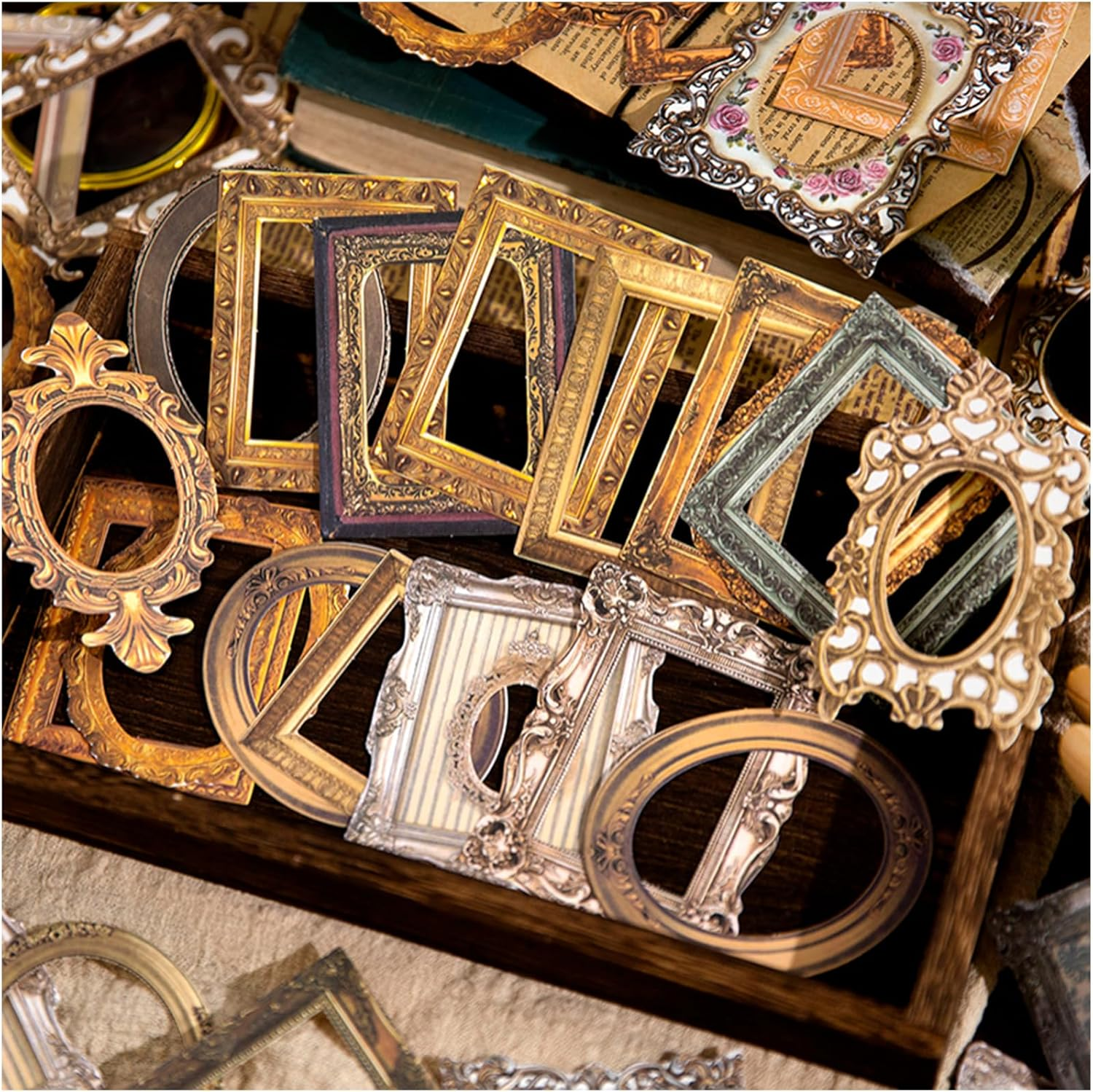 180Pcs Scrapbook Embellishments Window Frame for Scrapbooking Supplies, Vintage 