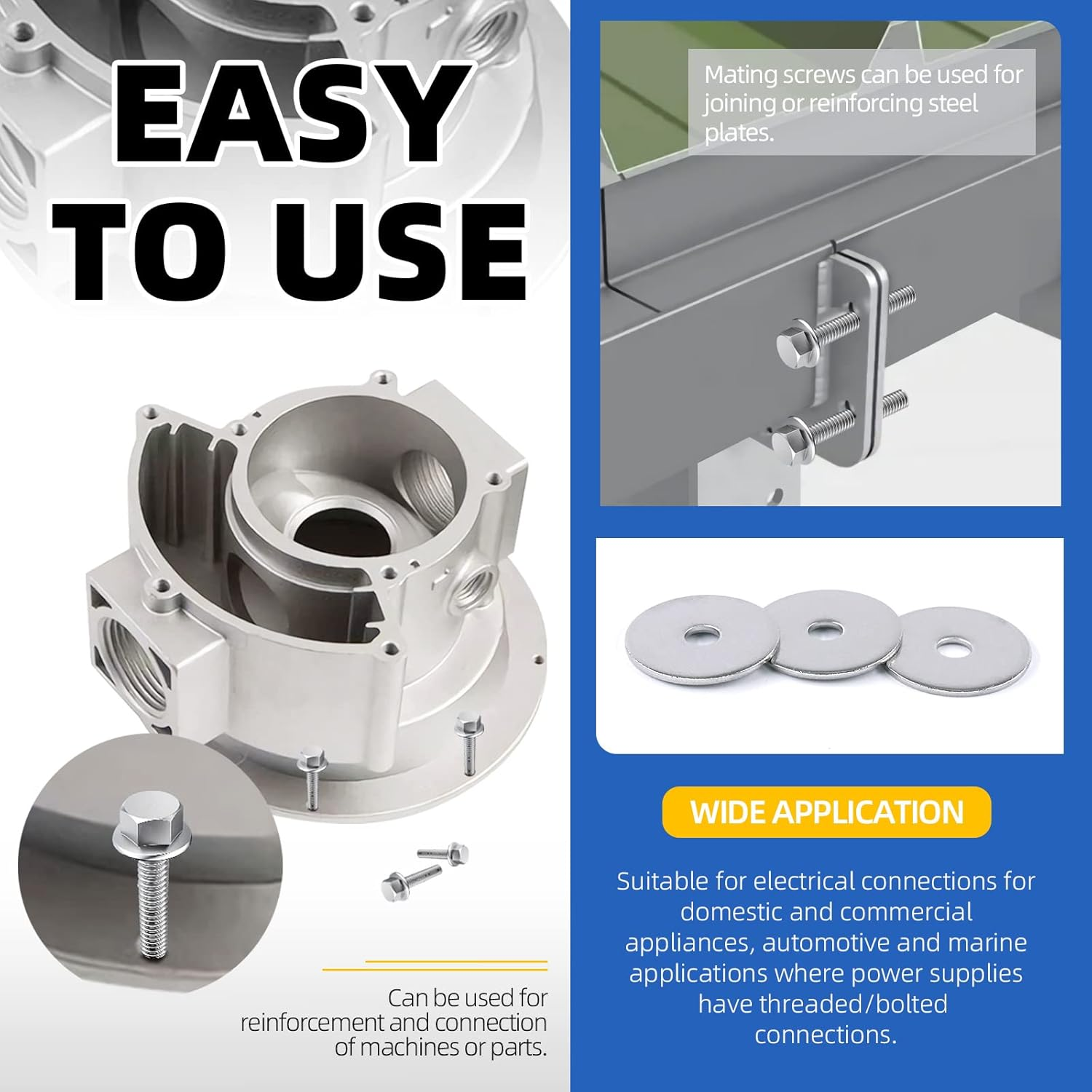 100Pcs M4 X 20Mm Large Fender Washers Stainless Flat Washers Set for Screw Hardware Lock