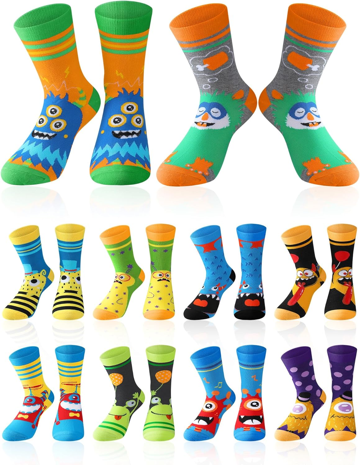 10 Pairs Boys Silly Socks with Monster Pattern Kids Crazy Novelty Funny Wacky Socks Day Gifts for Kids