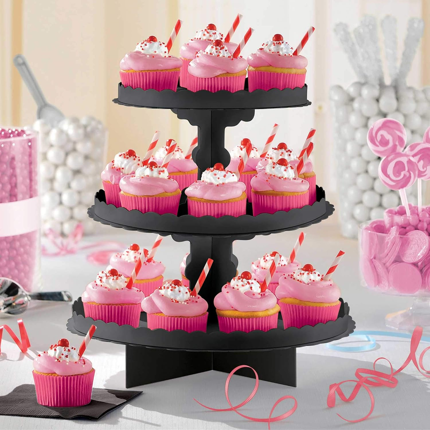 3 Tier Cupcake Treat Stand, Black