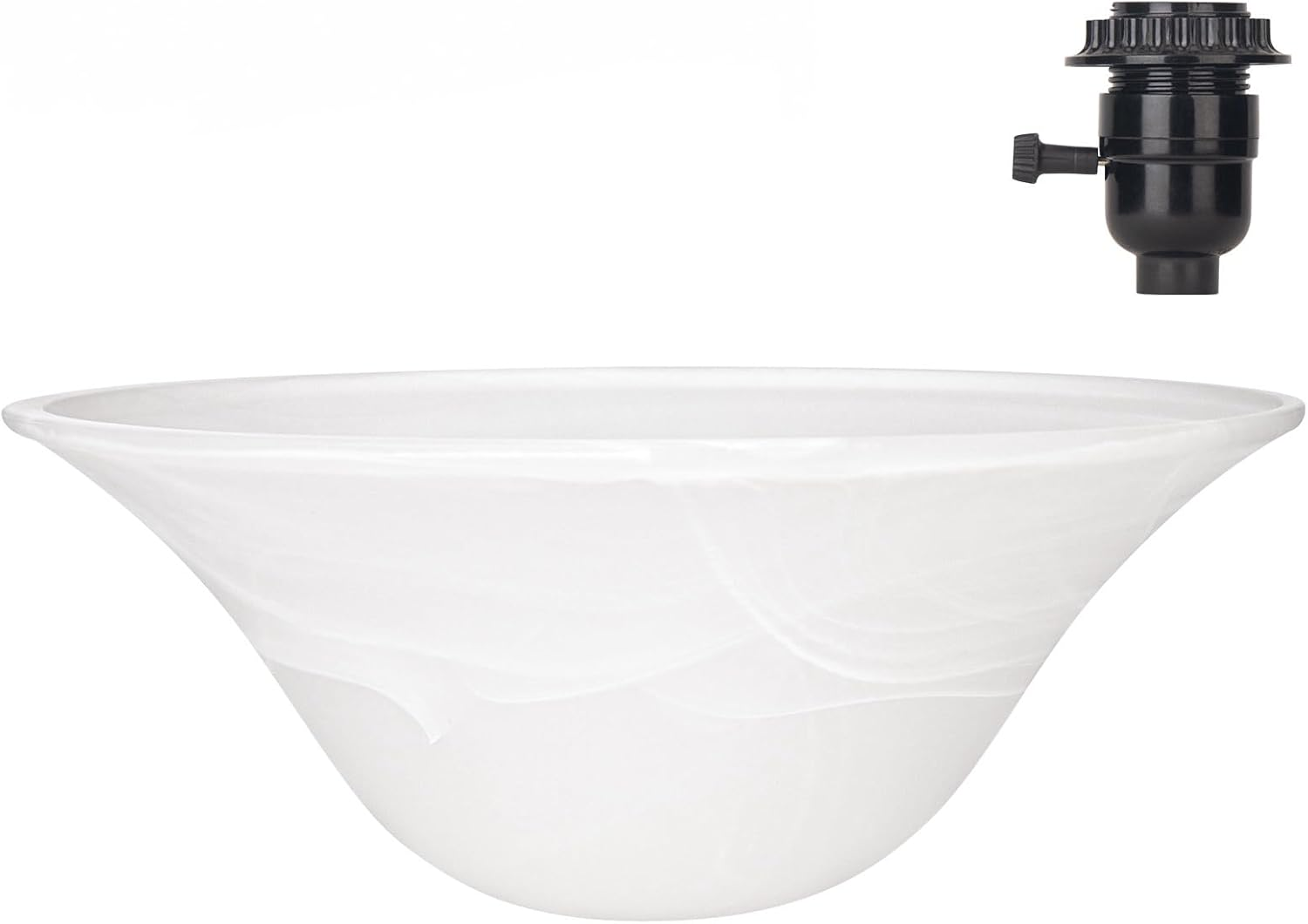 Floor Lamp Glass Bowl Shade Replacement, White Alabaster, E26 Socket Compatible, for Torchiere Standing Lamps