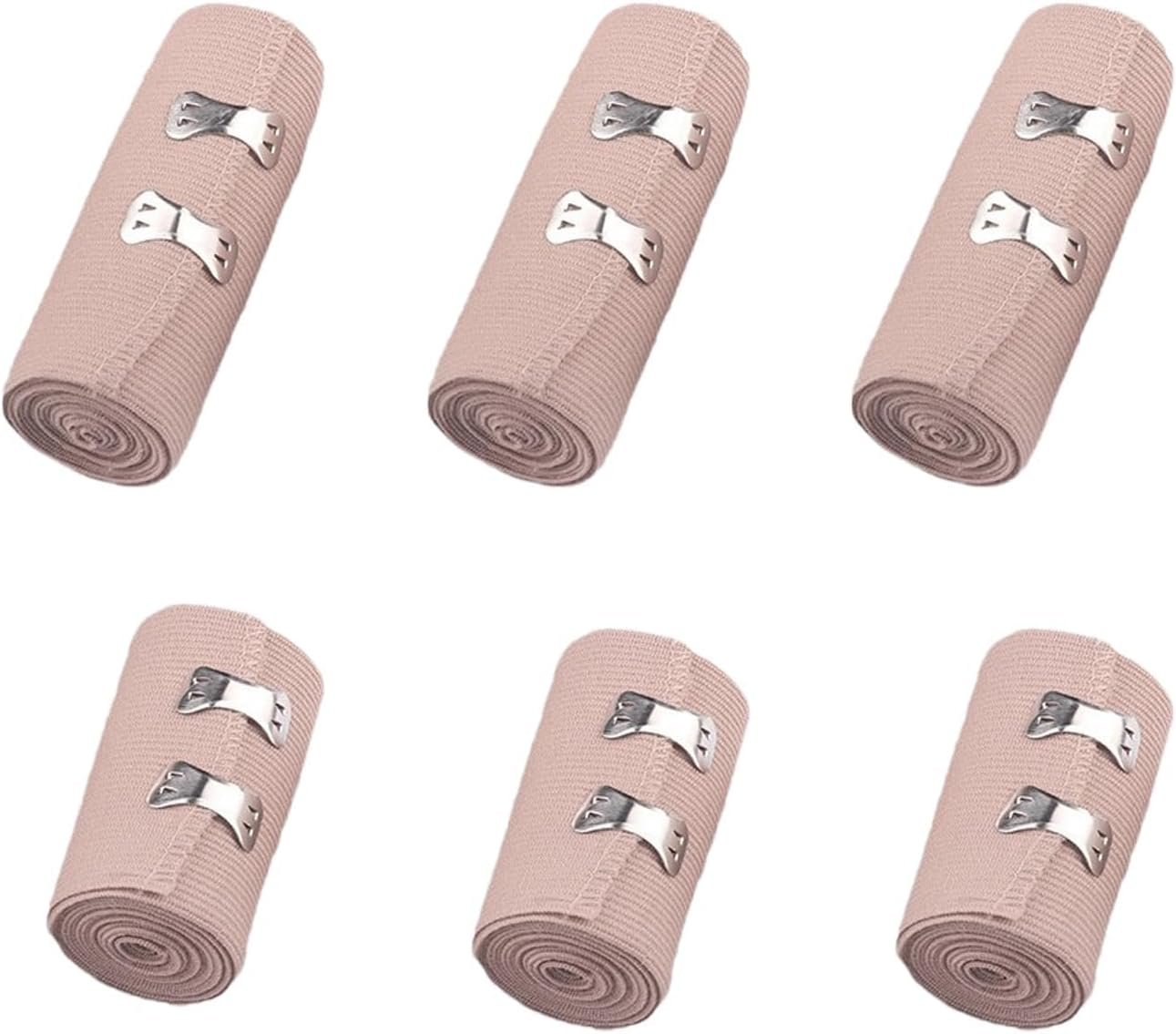 6 Stück Elastische Bandage Mit Metallclips – Kompressionsbinde, Fixierbinde Für Knie, Knöchel & Handgelenk – Medizinischer Elastischer Verband Für Sport & Verletzungen