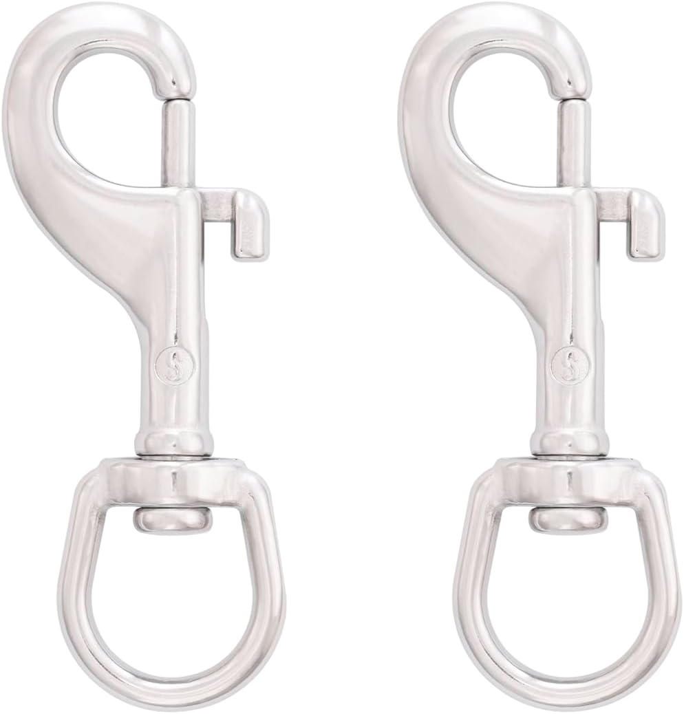SHONAN 2.75 Inch Swivel Eye Snap Hook, 2 Pack Marine Grade Scuba Bolt Snap, Single Ended Stainless Steel Flag Clips Swivel Snaps for Scuba Diving, Flag Pole Rope, Dog Leash, Camera Strap