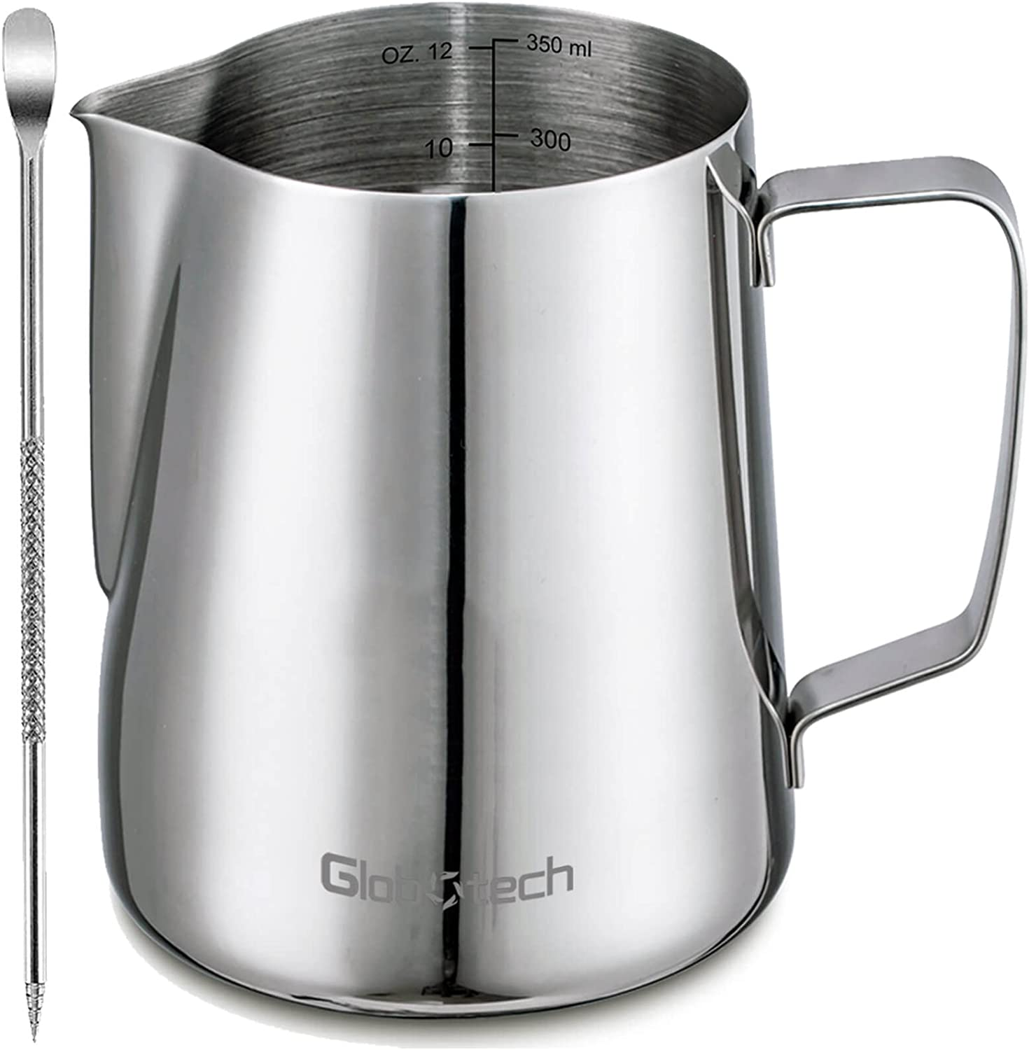 Milk Frothing Pitcher Latte Cup - Stainless Steel Pitcher Latte Art Espresso Machine Accessories Steaming Pitcher Cappuccino Coffee Milk Frother Cups 12 Oz (350Ml)