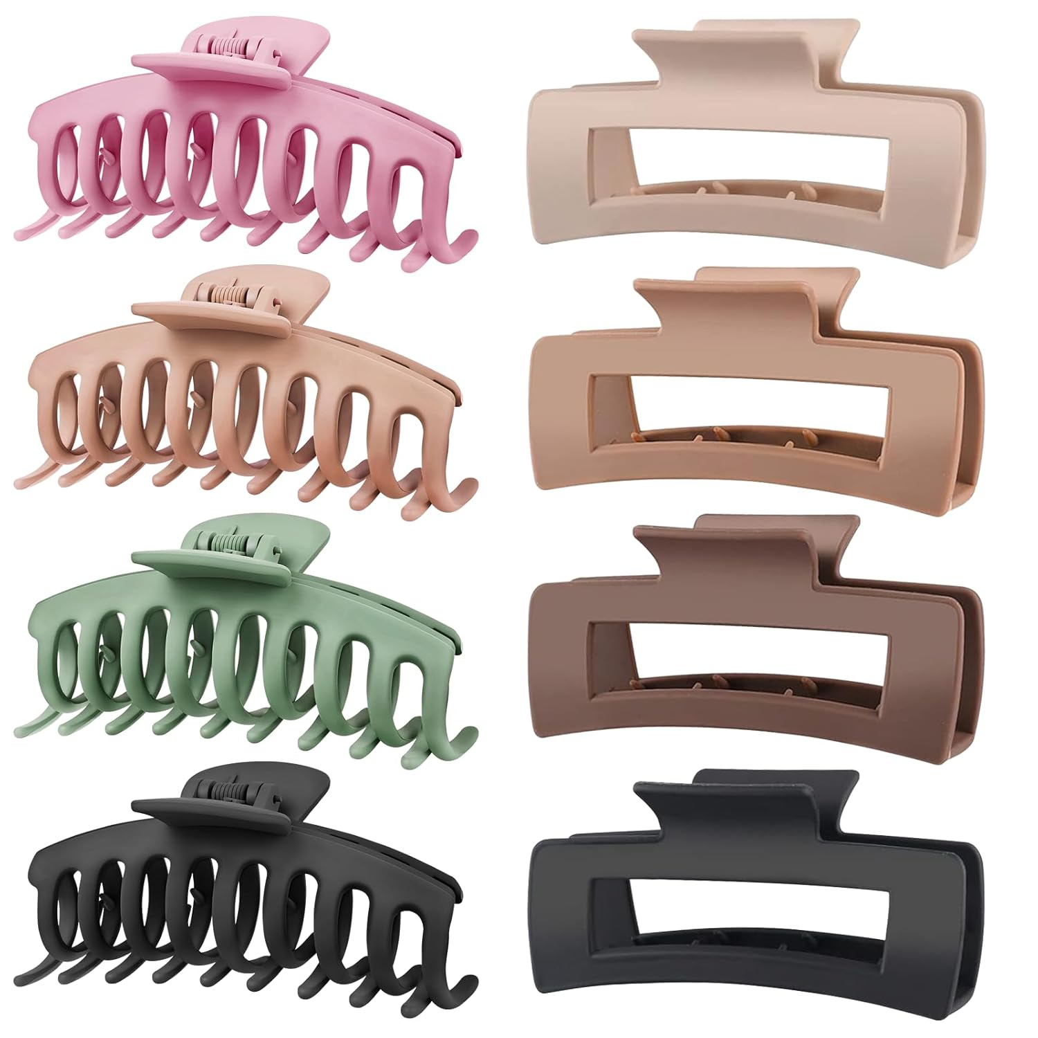 8 Pack Large Hair Claw Clips Strong Hold Matte