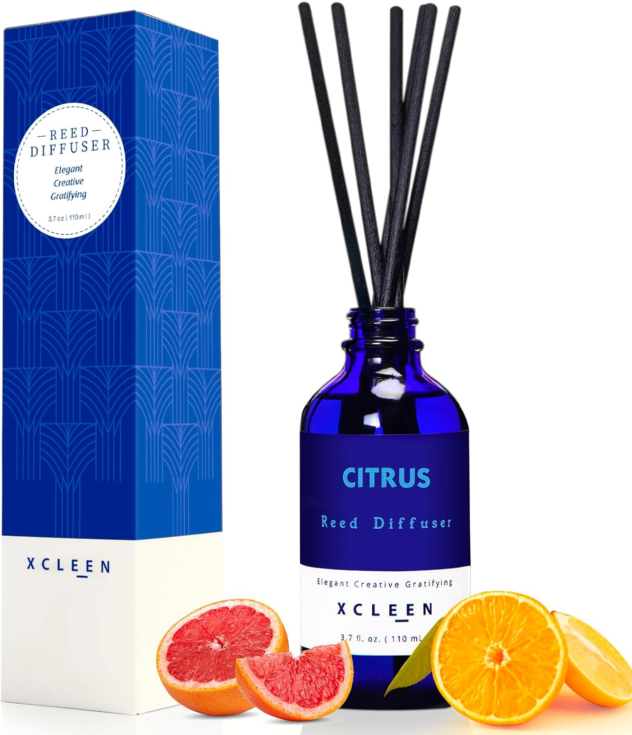 Citrus Scented Reed Diffuser, Orange, Lime & Lemon Oil Reed Diffuser, Real Citrus! Holiday Home Fragrance for Bathroom Office Decor