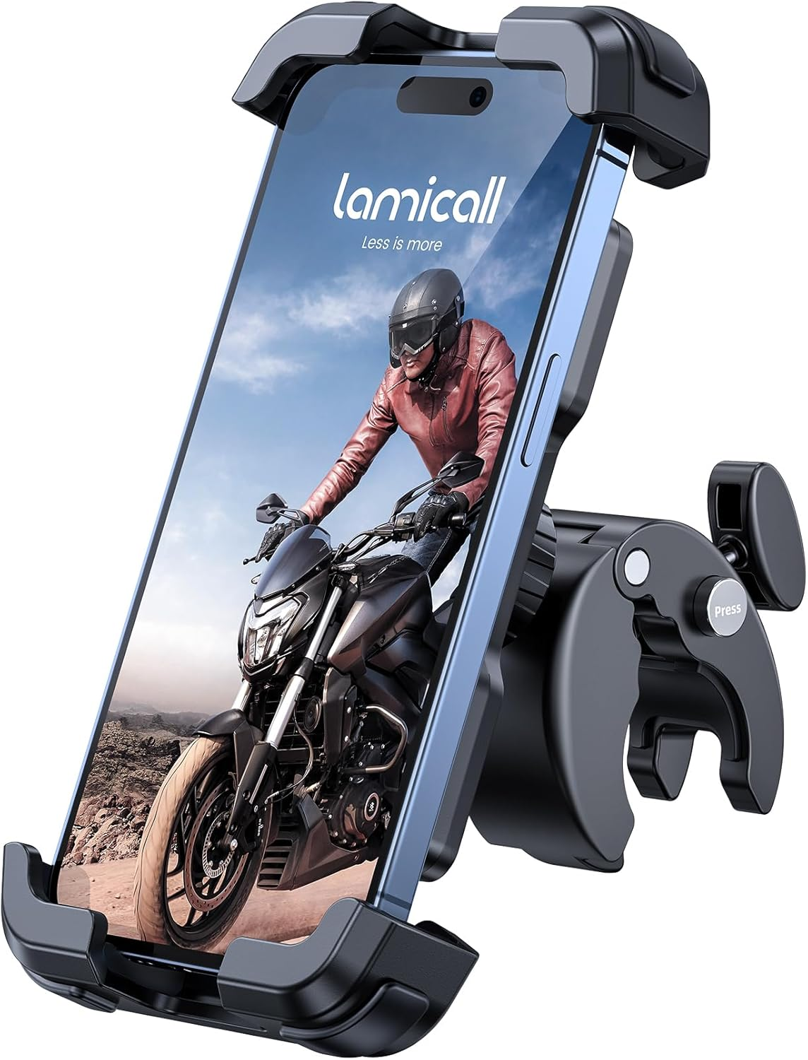Lamicall Handyhalterung Motorrad, Handyhalter Fahrrad - 2026 Universal 360° Lenker Halter Für Iphone 17 16 15 14 Pro Max Plus, Air, SE, 13 12 Pro Max Mini, 11 Pro Max, Xs, XR, Samsung S26, Smartphone