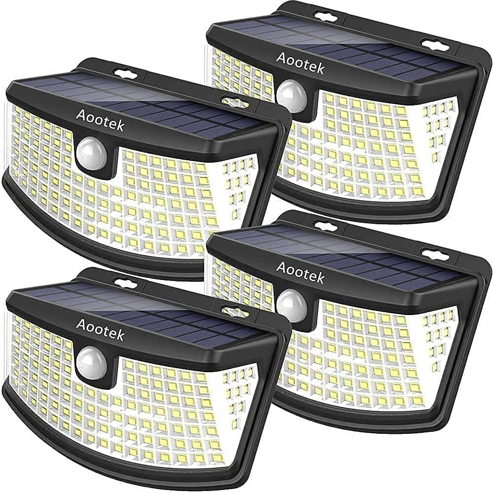 Aootek New Solar Motion Sensor Lights 120 Leds with Lights Reflector,270° 