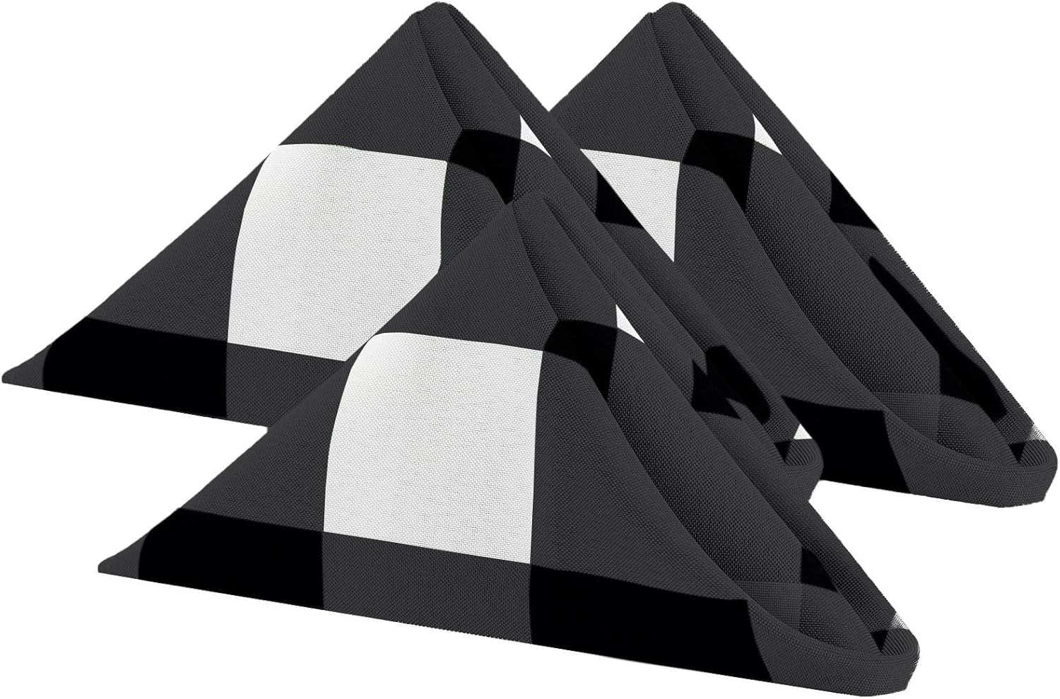 Buffalo Plaid Table Napkins Set of 12 Checkered Cloth Napkins 17X17 Inch Washable Dinner Gingham Pattern Napkins Soft Napkins for Wedding Party Dining Banquet(Black and White)