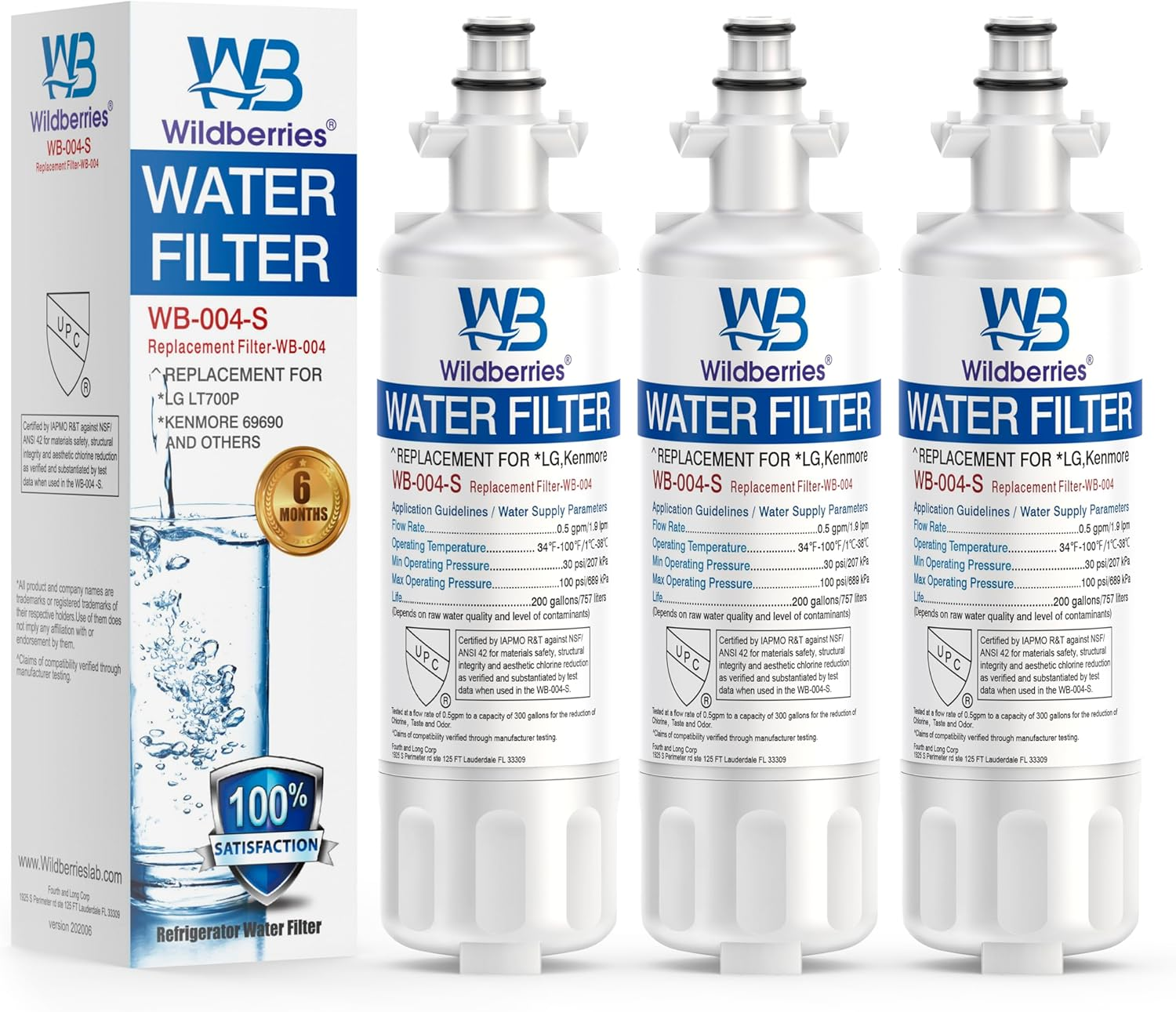 ADQ36006101 Replacement for LG® LT700P®, LFXS30766S, LFDS22520S, LFX28968ST, LFXS24623S, LFXS29766S Refrigerator Water Filter, Kenmore® 9690, 469690, ADQ36006102, LT120F®, RWF1200A, 3 PACK
