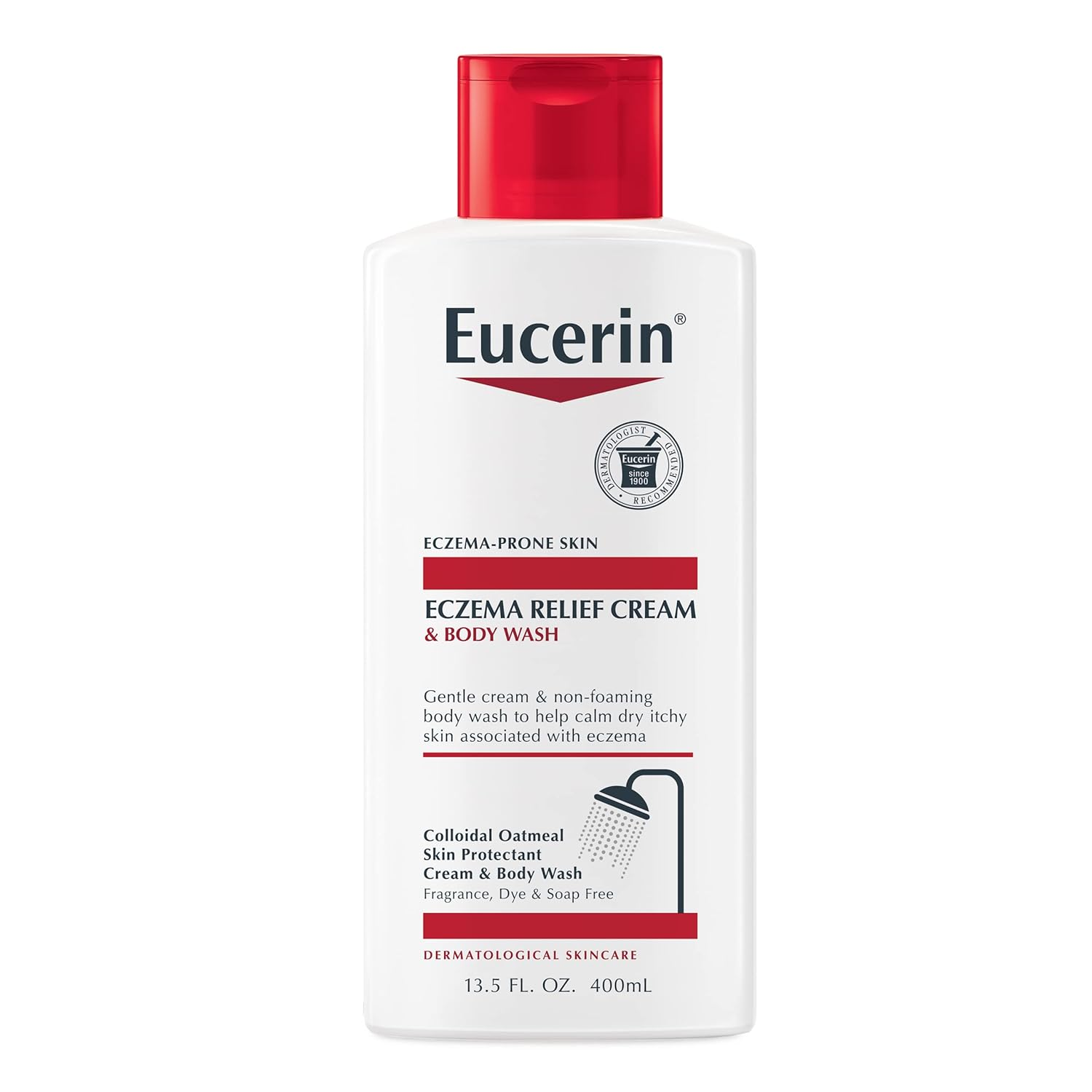 Eczema Relief Cream Body Wash, Eczema Body Wash with Colloidal Oatmeal, Ceramide-3 and Licorice Root Extract, 13.5 Fl Oz Bottle
