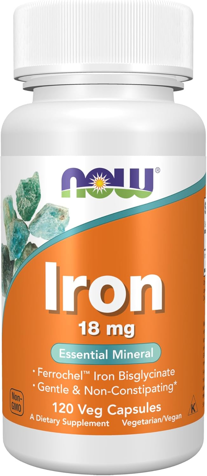 Supplements, Iron 18 Mg, Non-Constipating*, Essential Mineral, 120 Veg Capsules