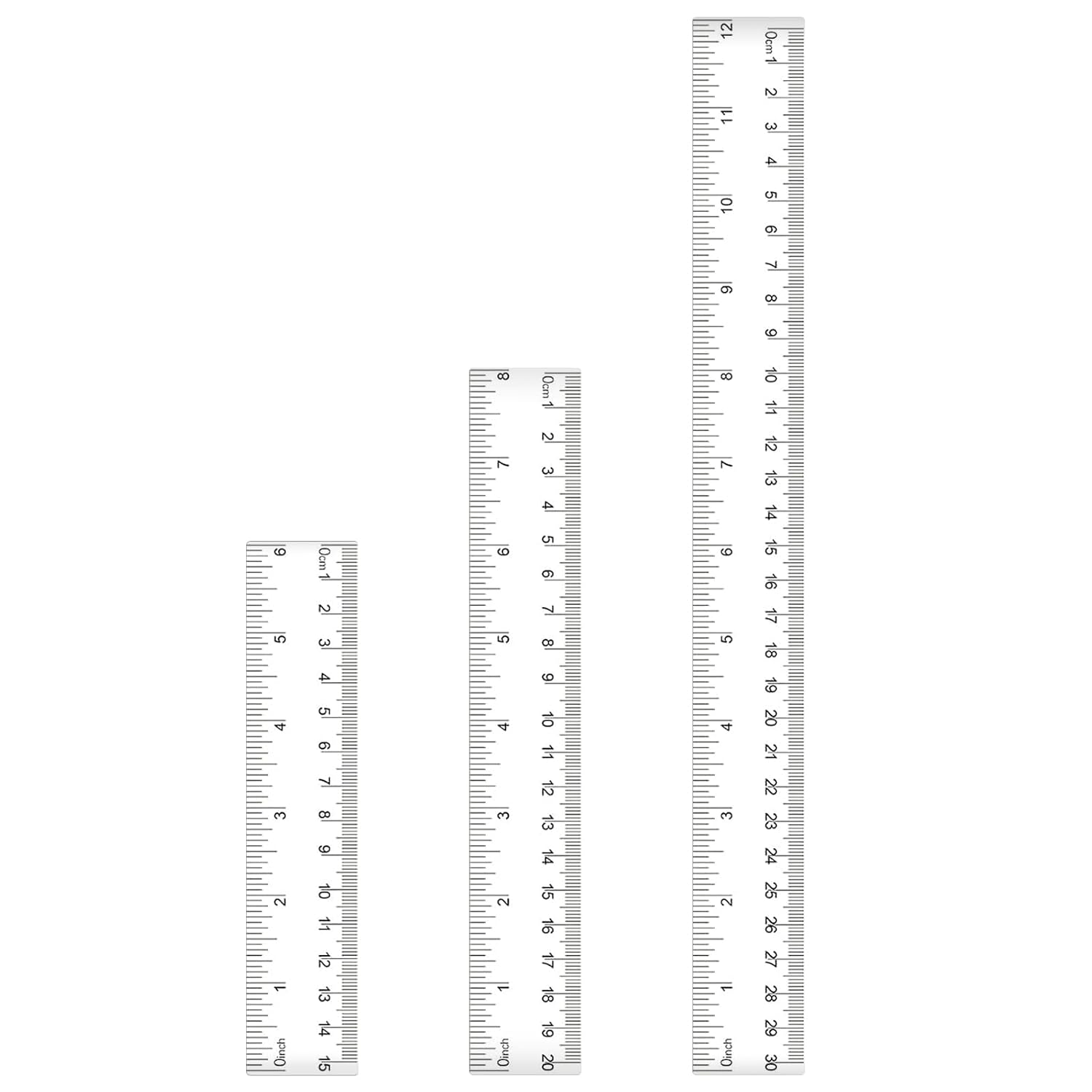 Plastic Ruler Set, 30Cm 20Cm 15Cm Clear Ruler Kit Transparent Straight Measuring Tool for Student Classroom School Office Home